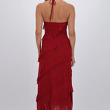 Vestido mesh con olanes