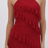 Vestido mesh con olanes