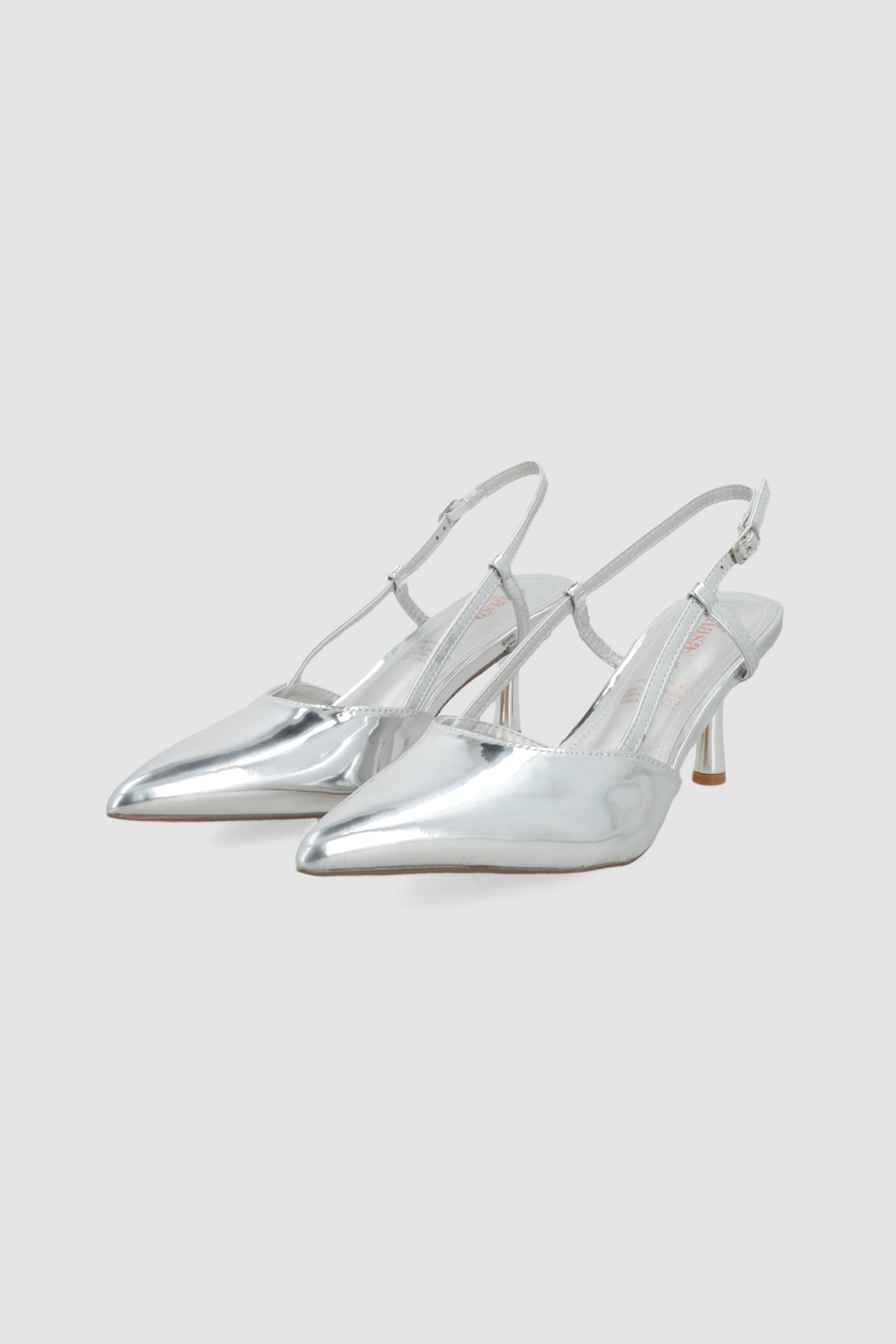 Tacon pointy slingback espejo PLATA