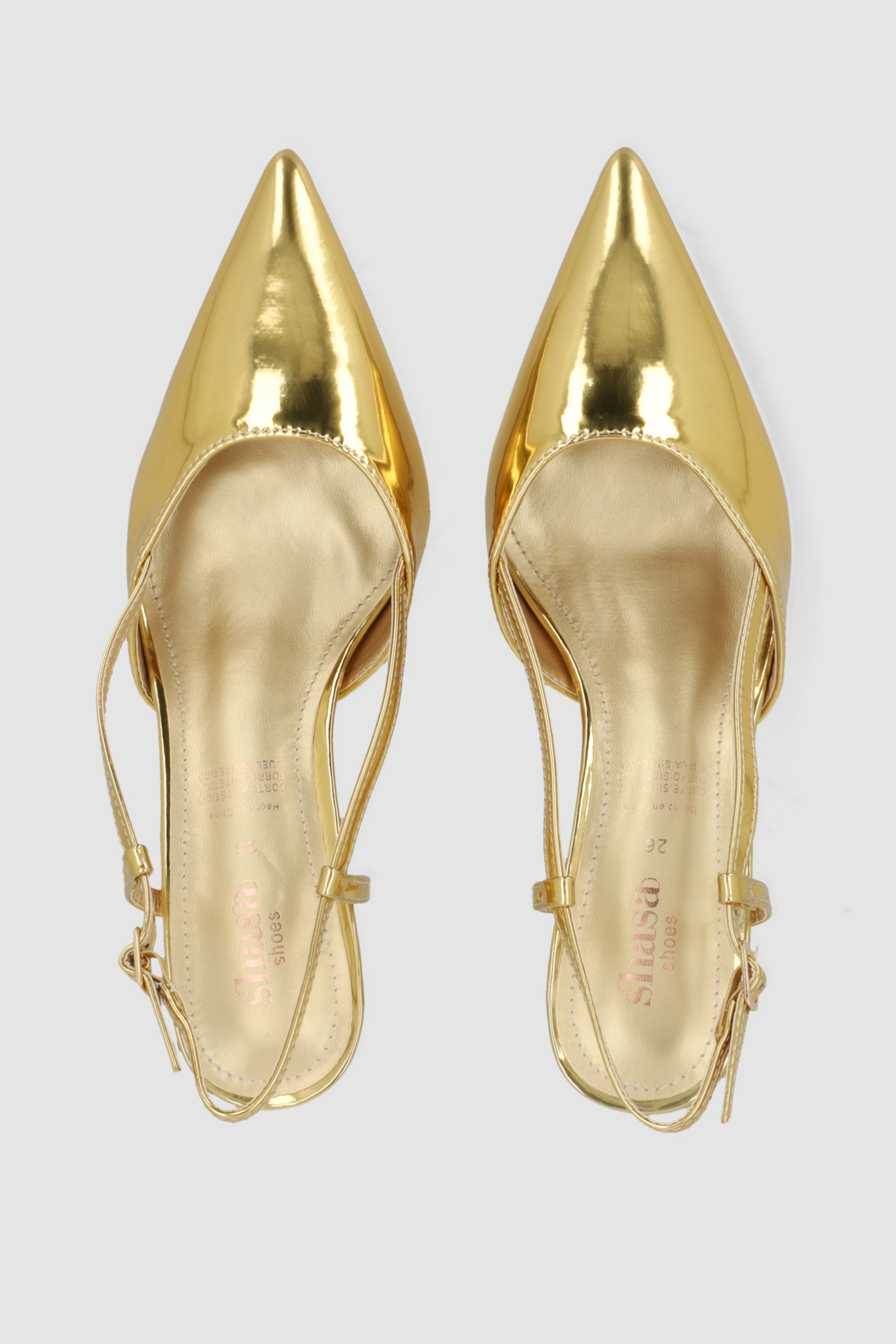 Tacon pointy slingback espejo ORO