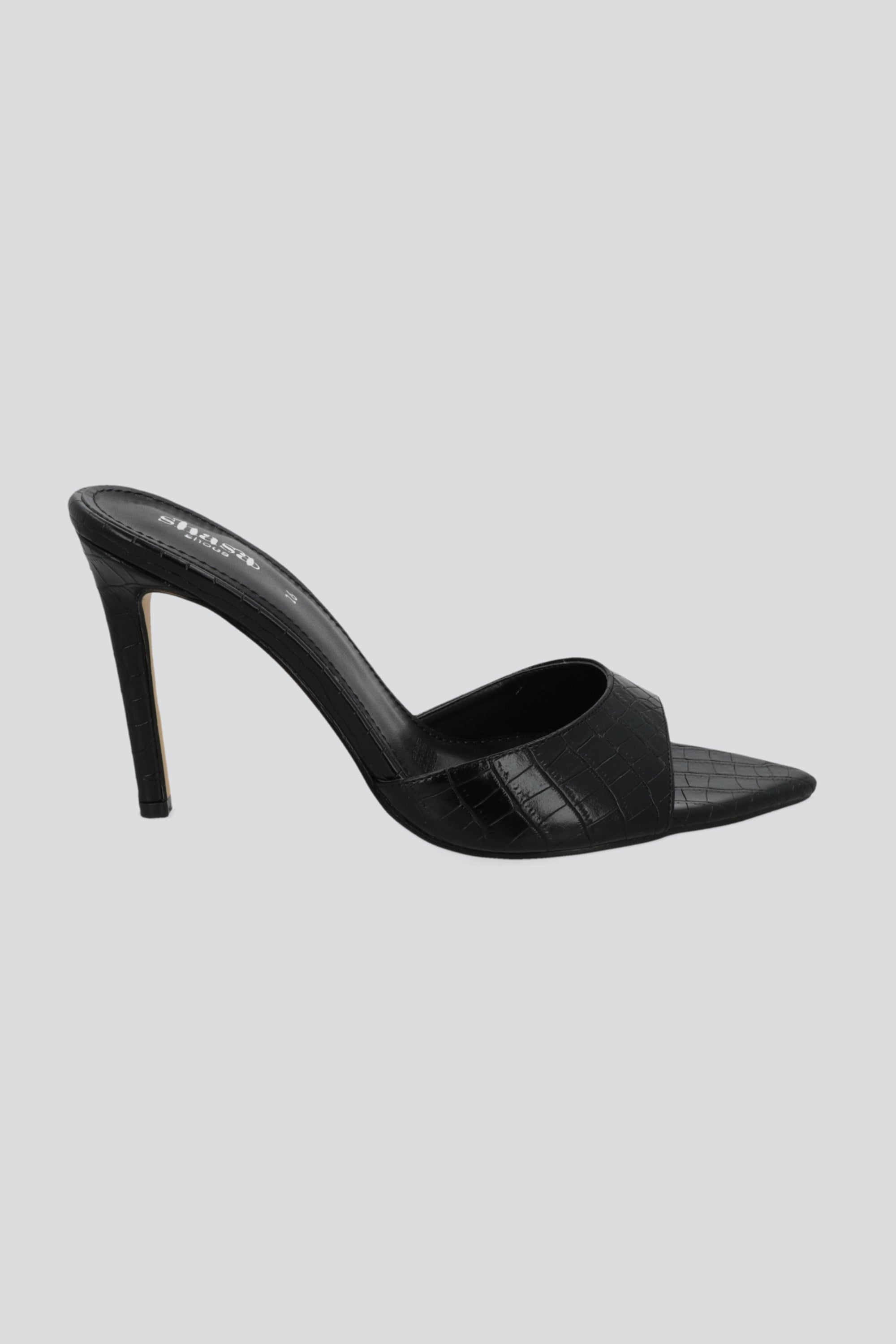 Tacon point pep toe croco NEGRO