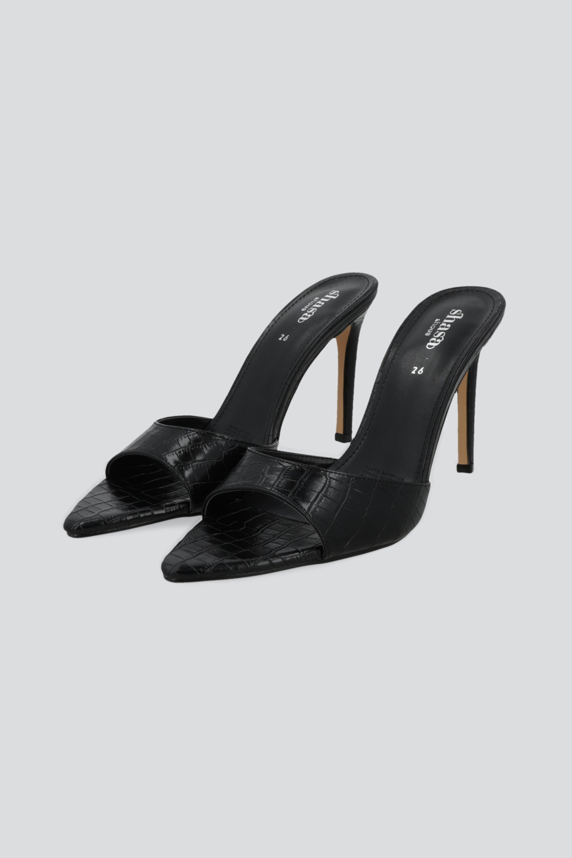 Tacon point pep toe croco NEGRO