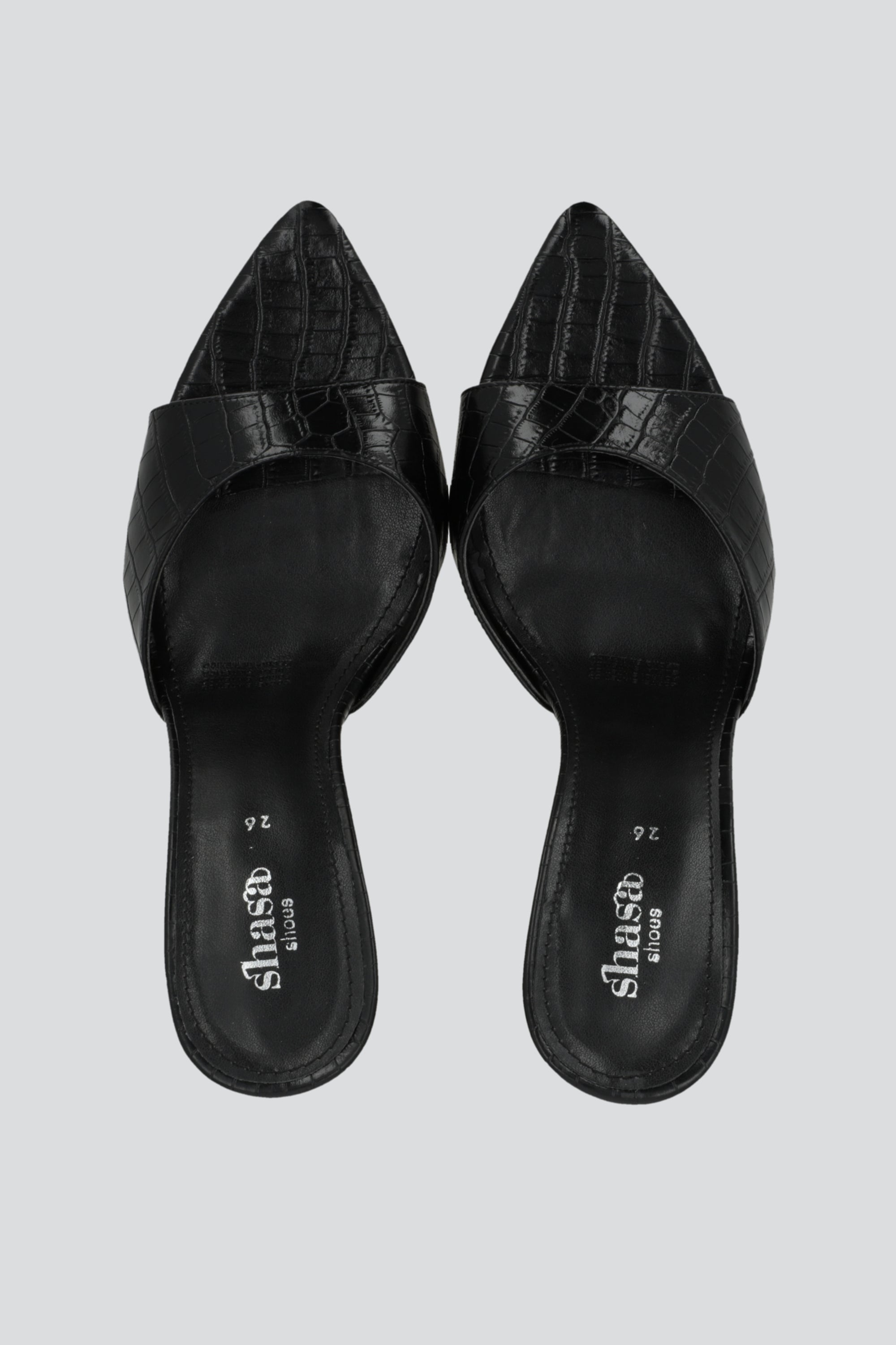 Tacon point pep toe croco NEGRO