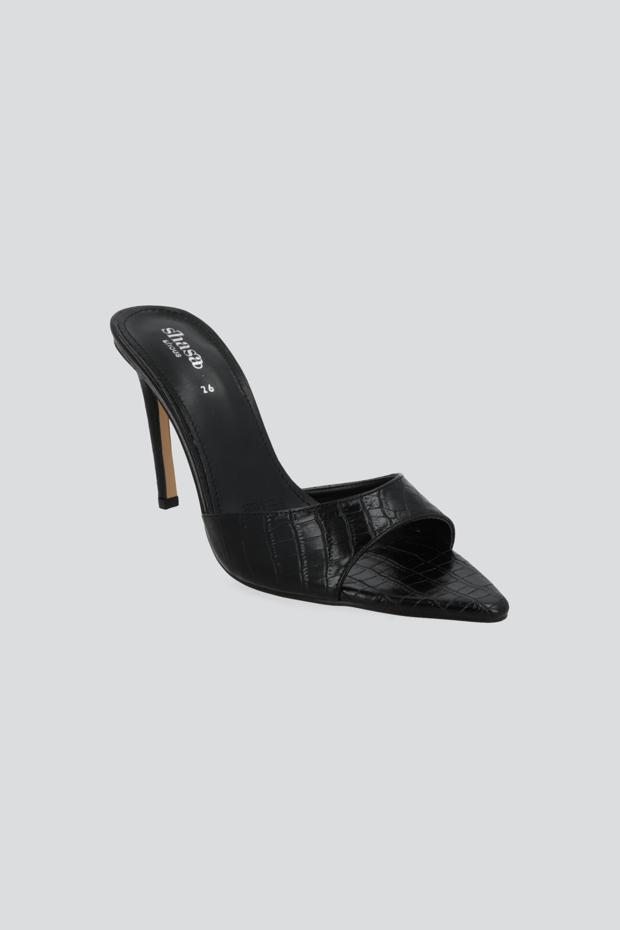 Tacon point pep toe croco NEGRO