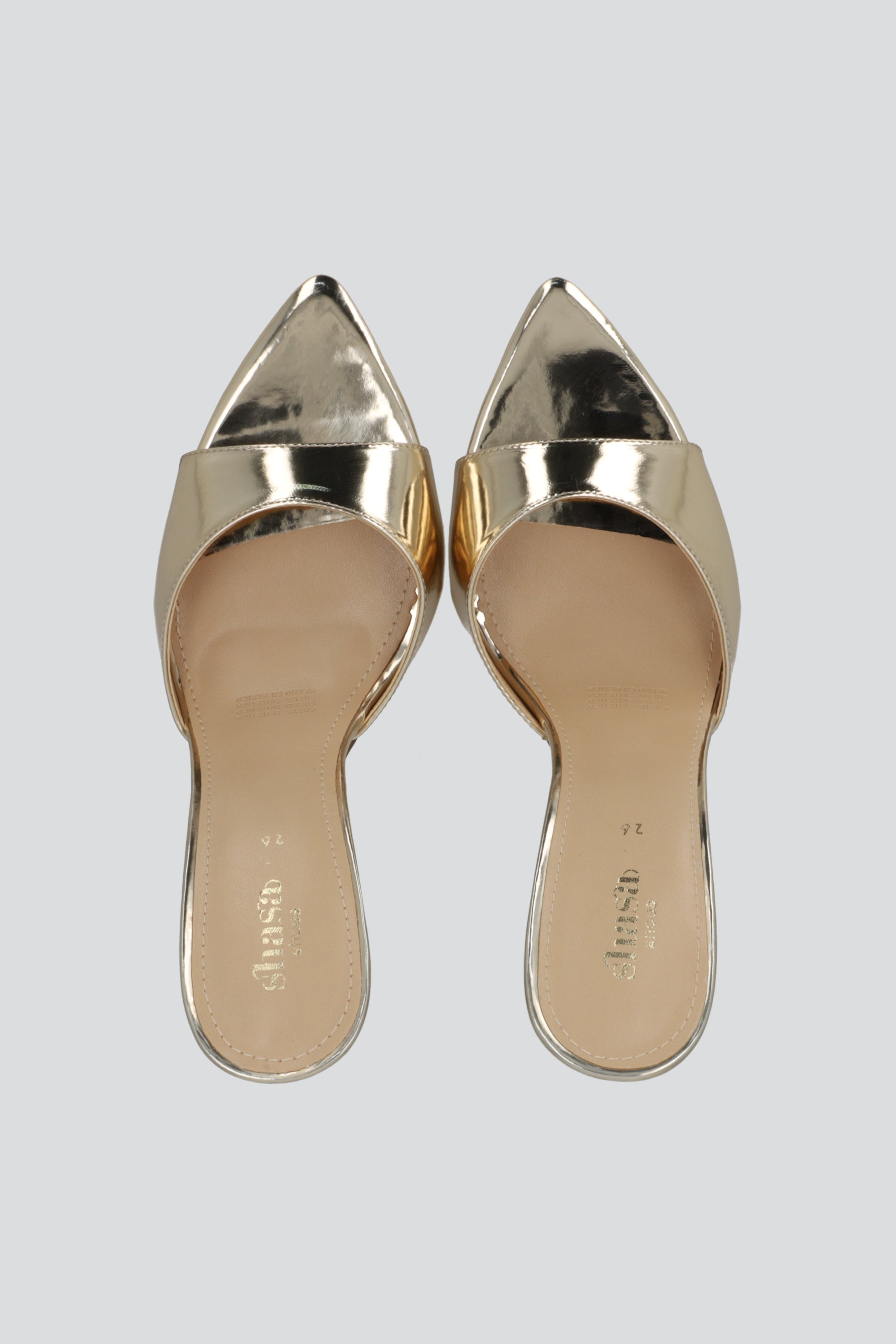 Tacon pointy pep toe metalico ORO