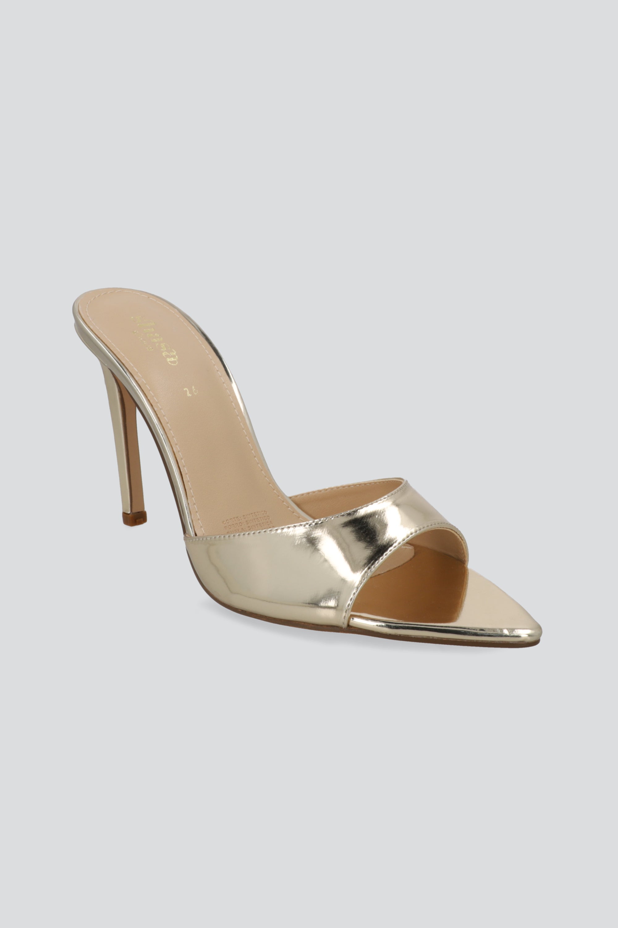 Tacon pointy pep toe metalico ORO