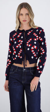 Cardigan candycanes detalle moños
