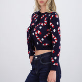 Cardigan candycanes detalle moños