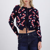 Cardigan candycanes detalle moños