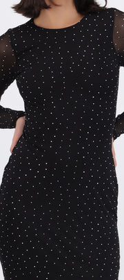 Vestido maxi con transparencias y brillos