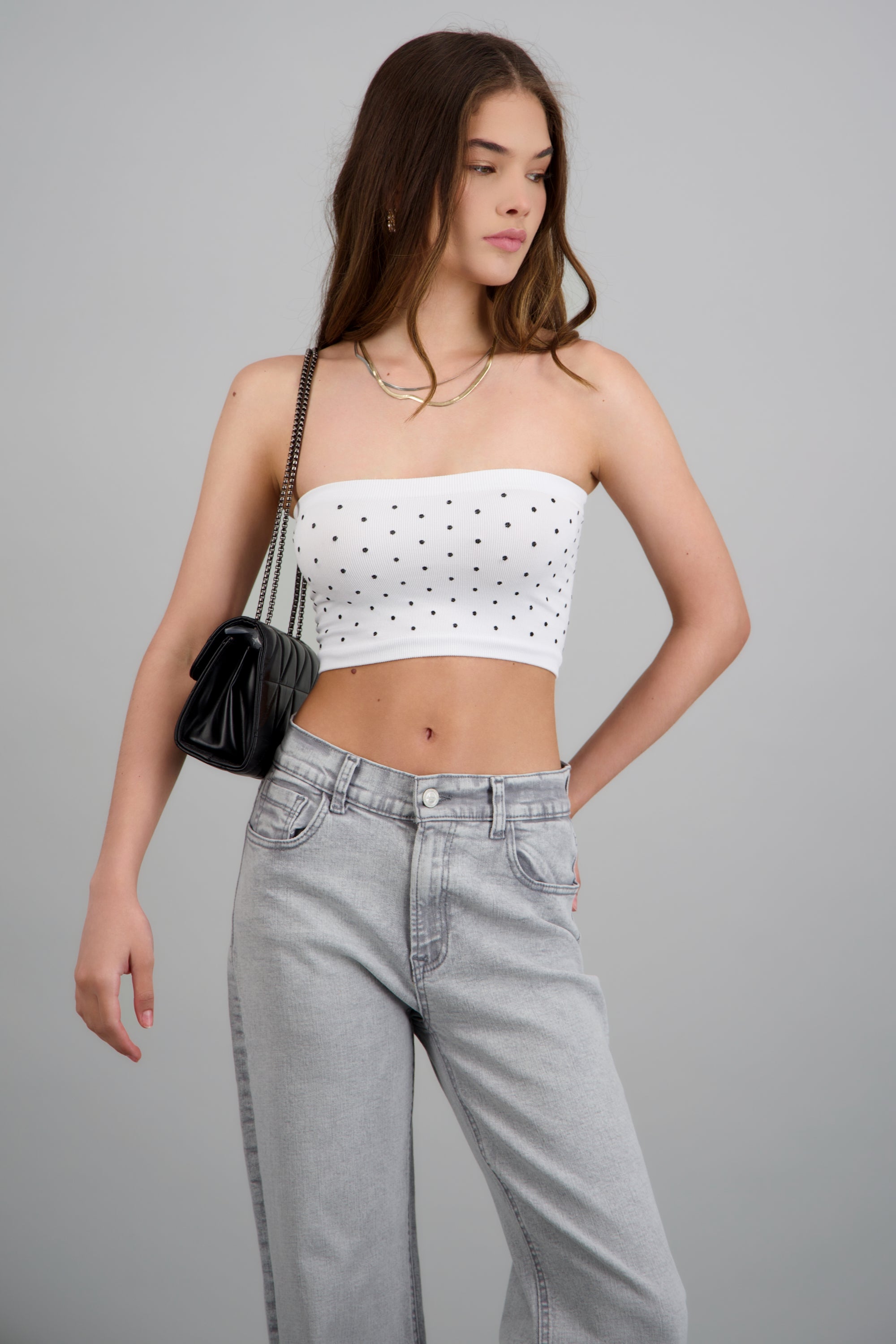 Top tubo seamless polka dots BLANCO COMBO