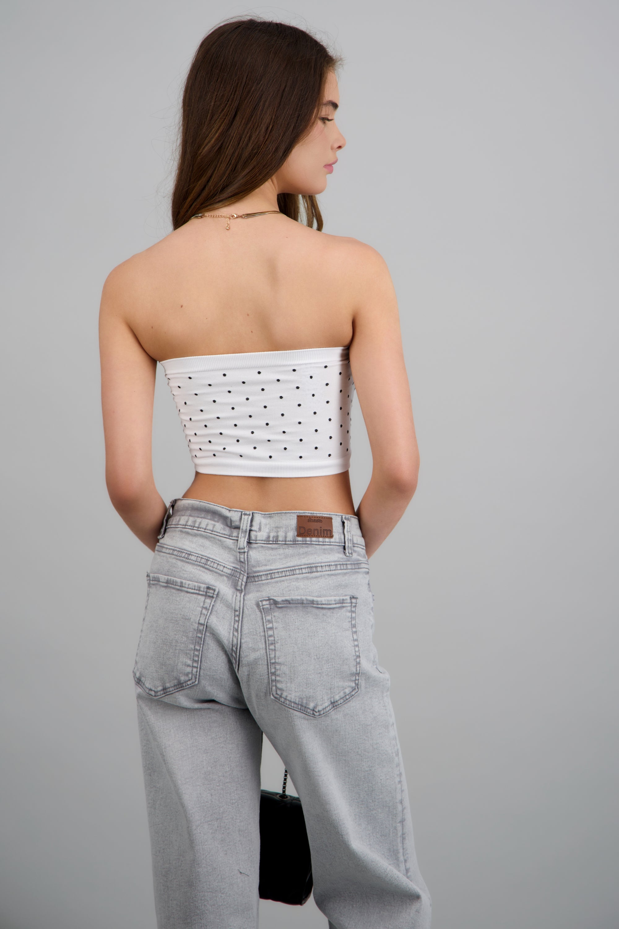 Top tubo seamless polka dots BLANCO COMBO