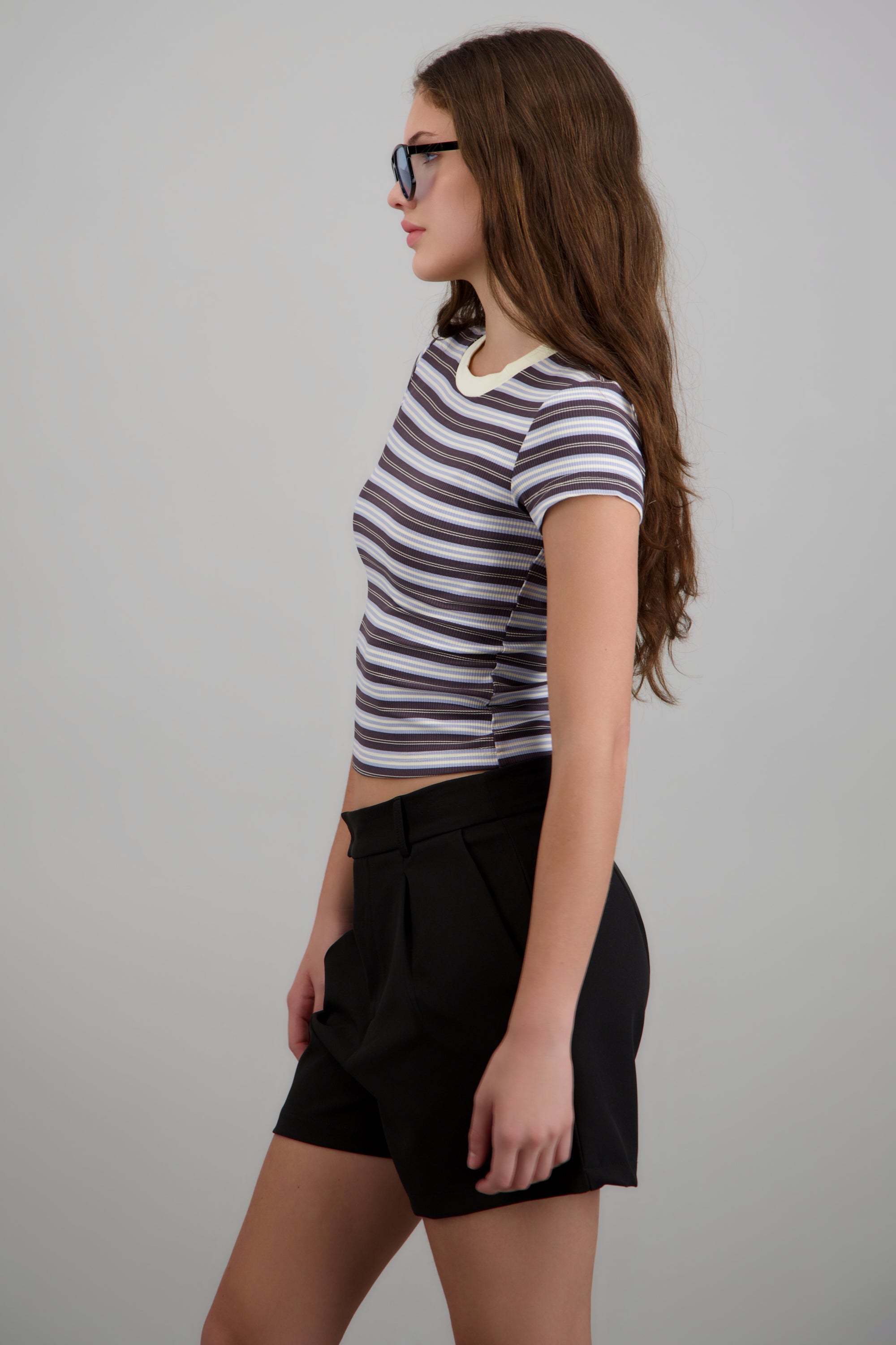 Top slim fit rayas AZUL COMBO