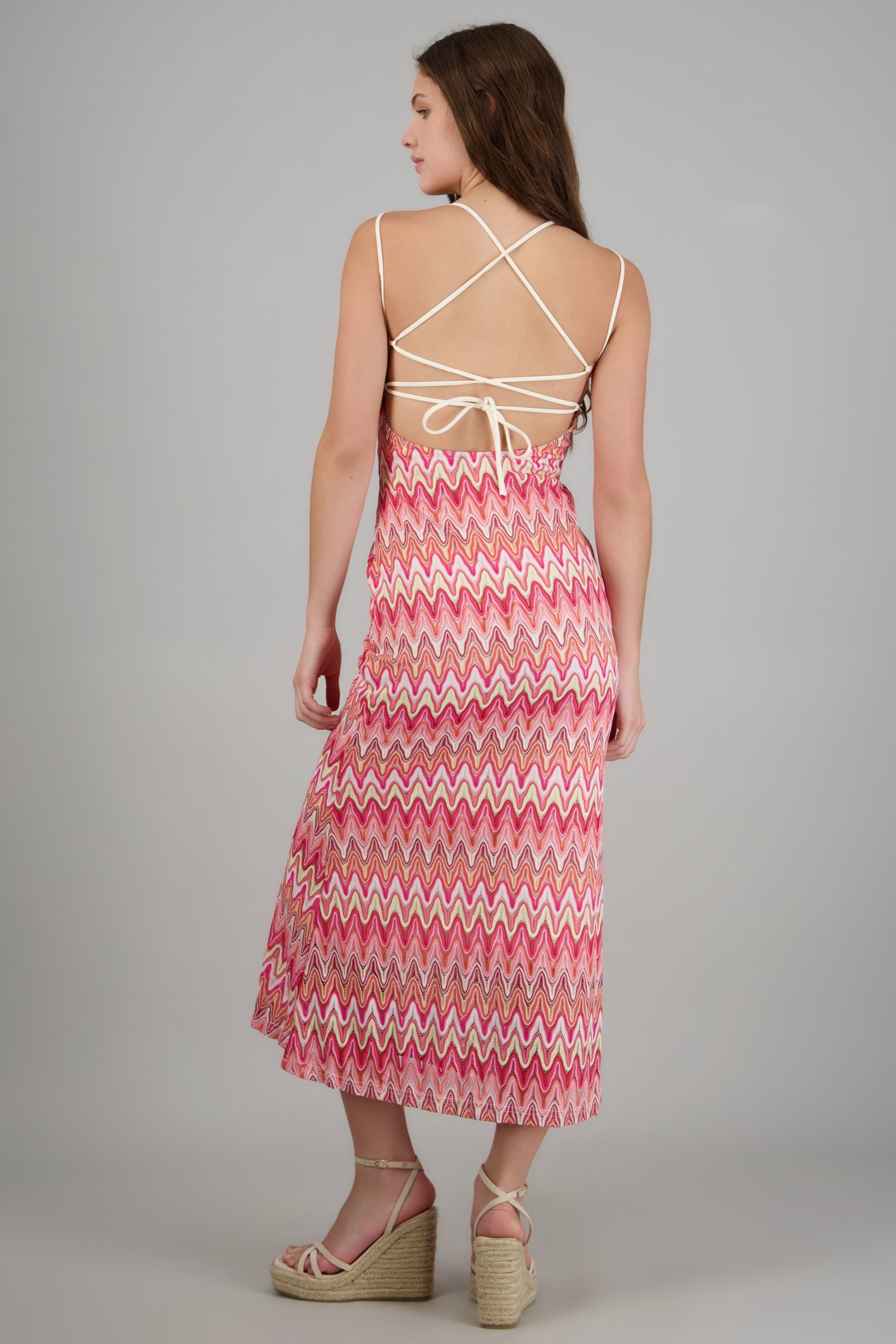 Vestido maxi con tirantes ROSA COMBO