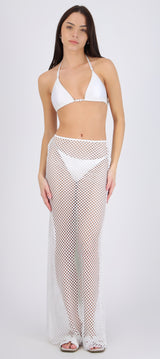 Bikini 3 pz satinado falda tipo crochet