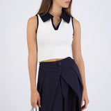 Top cuello polo contraste