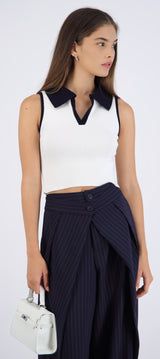 Top cuello polo contraste
