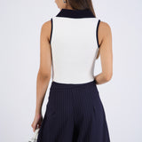 Top cuello polo contraste