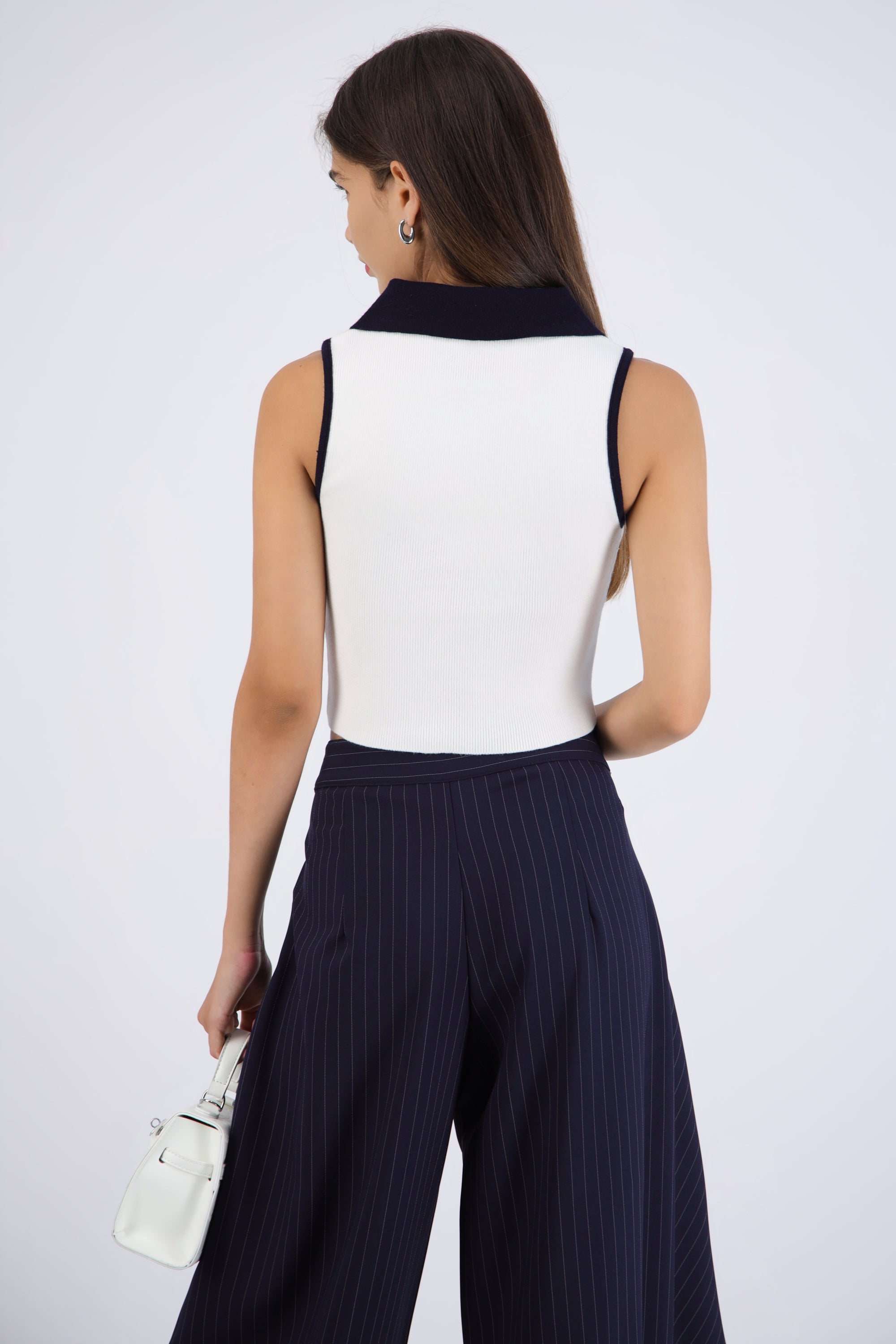 Top cuello polo contraste