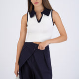 Top cuello polo contraste