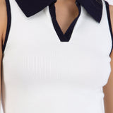 Top cuello polo contraste