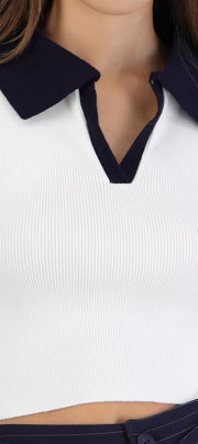Top cuello polo contraste