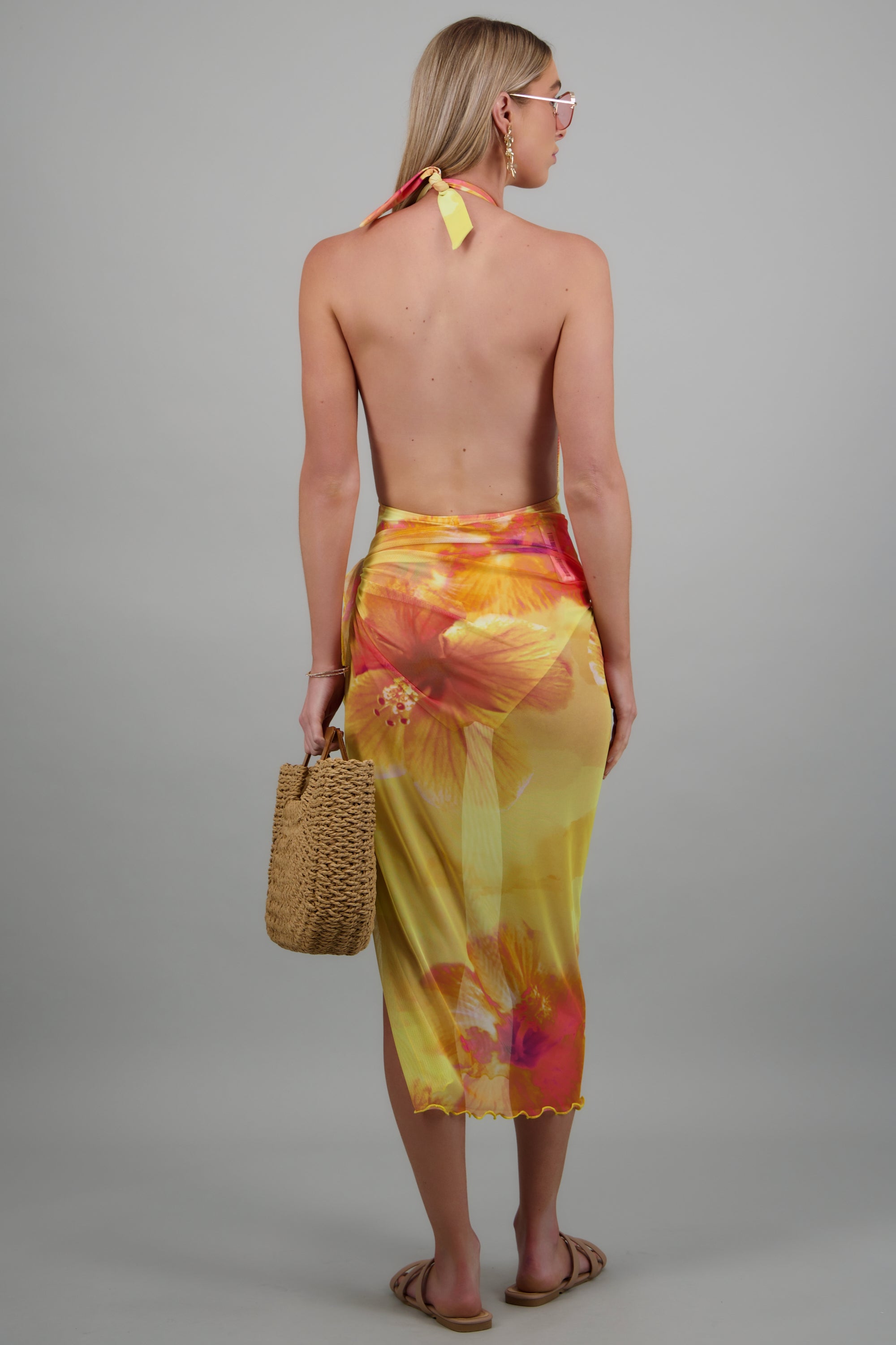 Pareo salida estampado flores AMARILLO COMBO