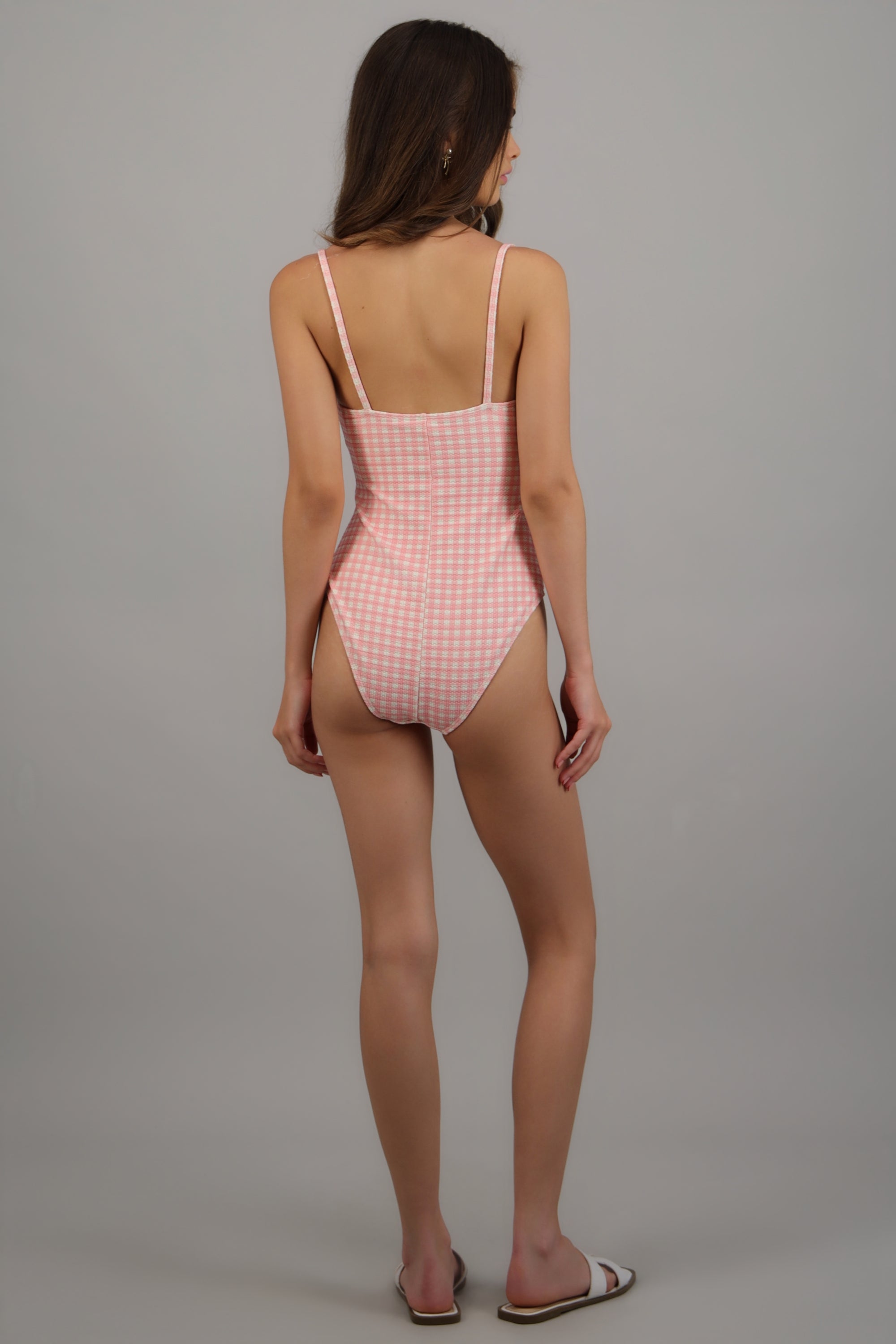 Traje de baño estampado cuadros ROSA COMBO