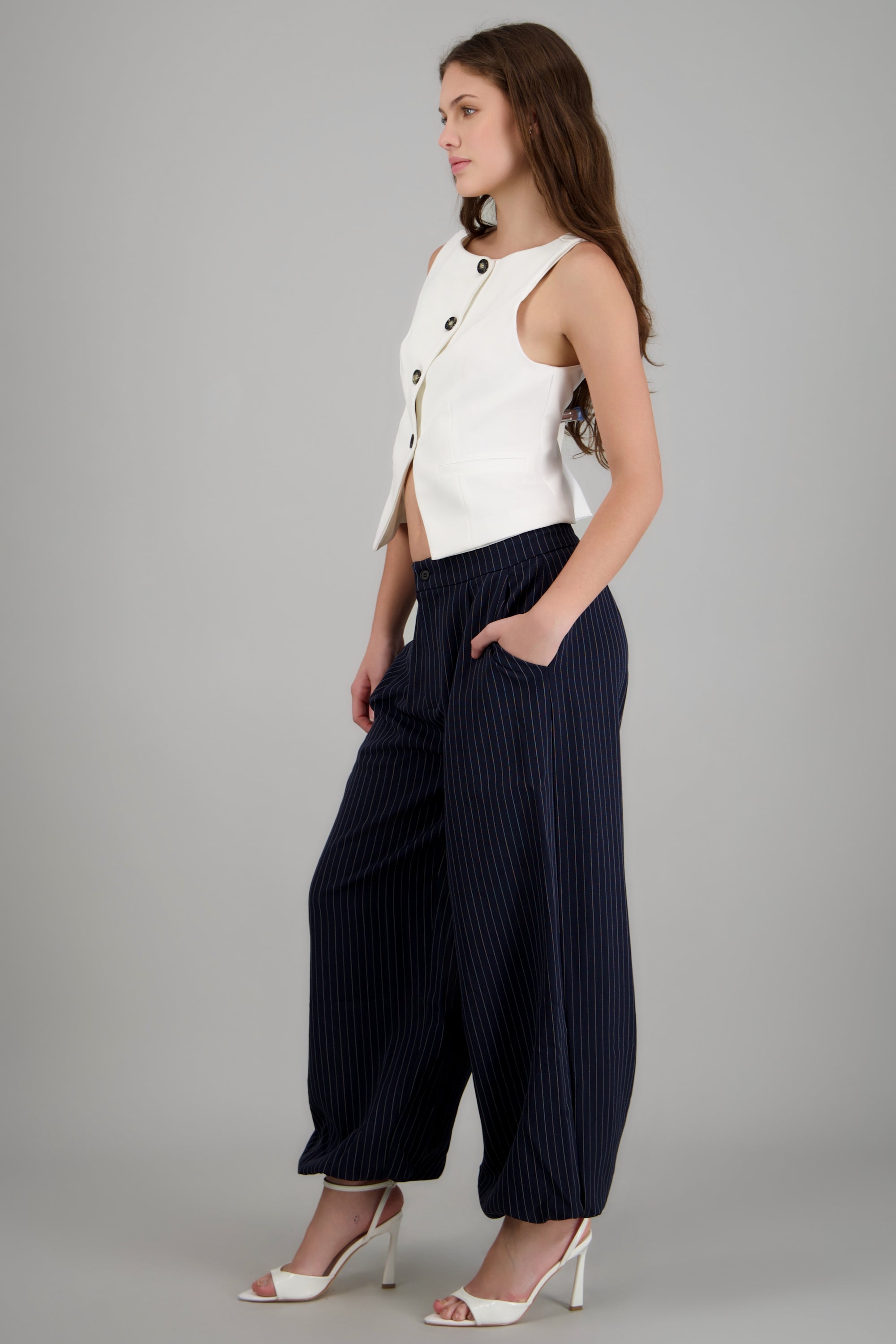 Pantalon balloon rayas AZUL COMBO