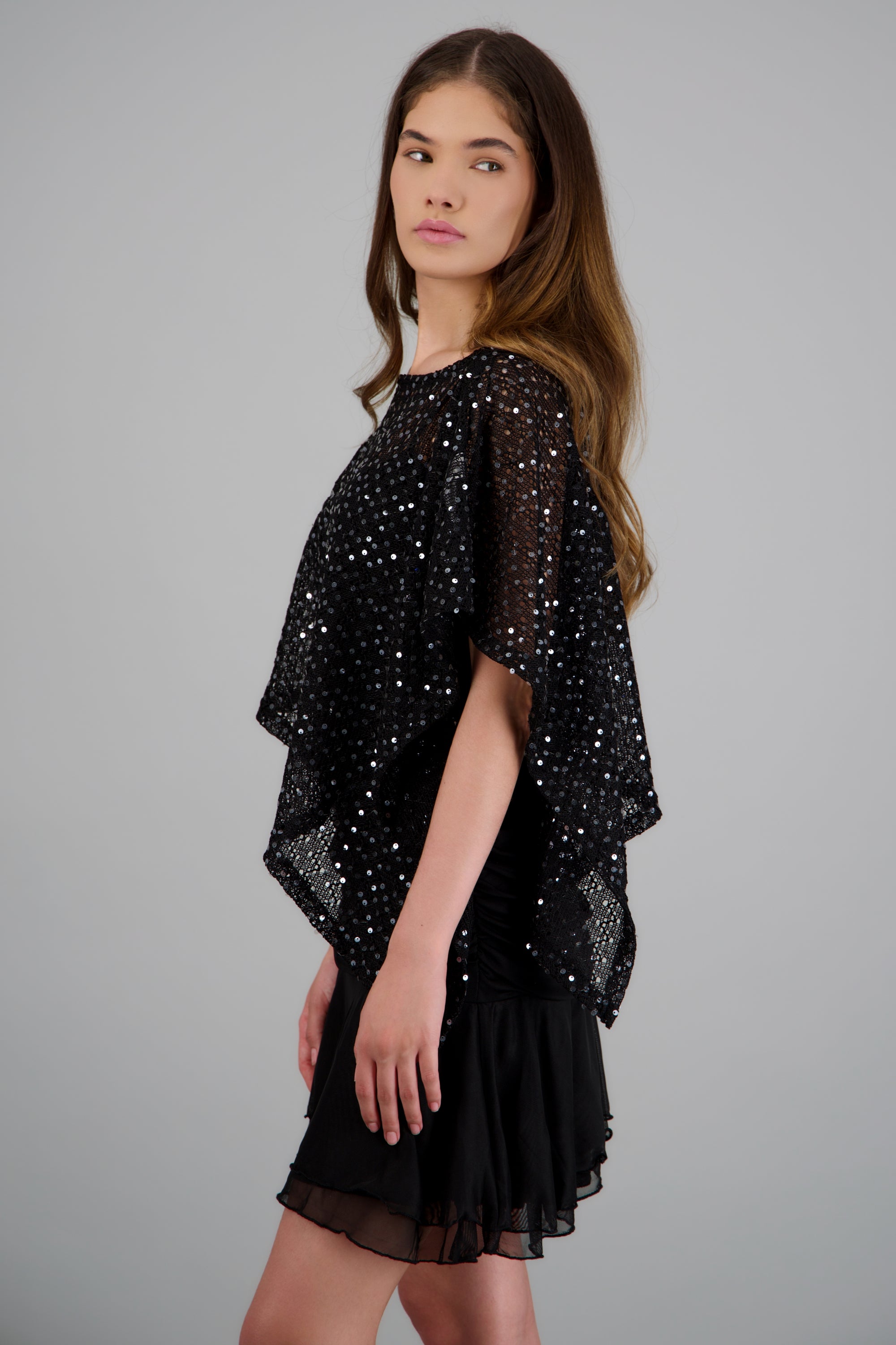 Top tejido con brillo NEGRO
