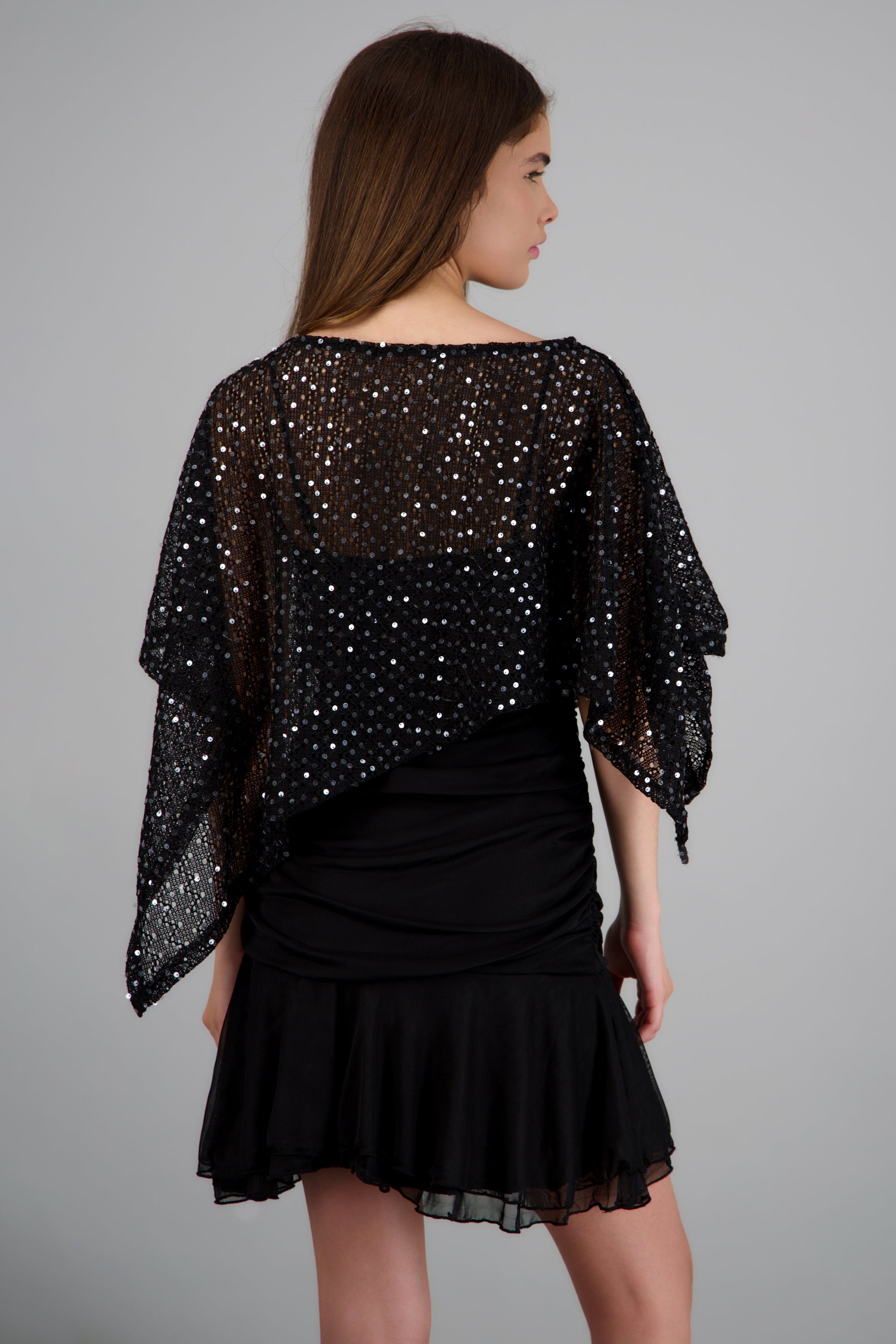 Top tejido con brillo NEGRO