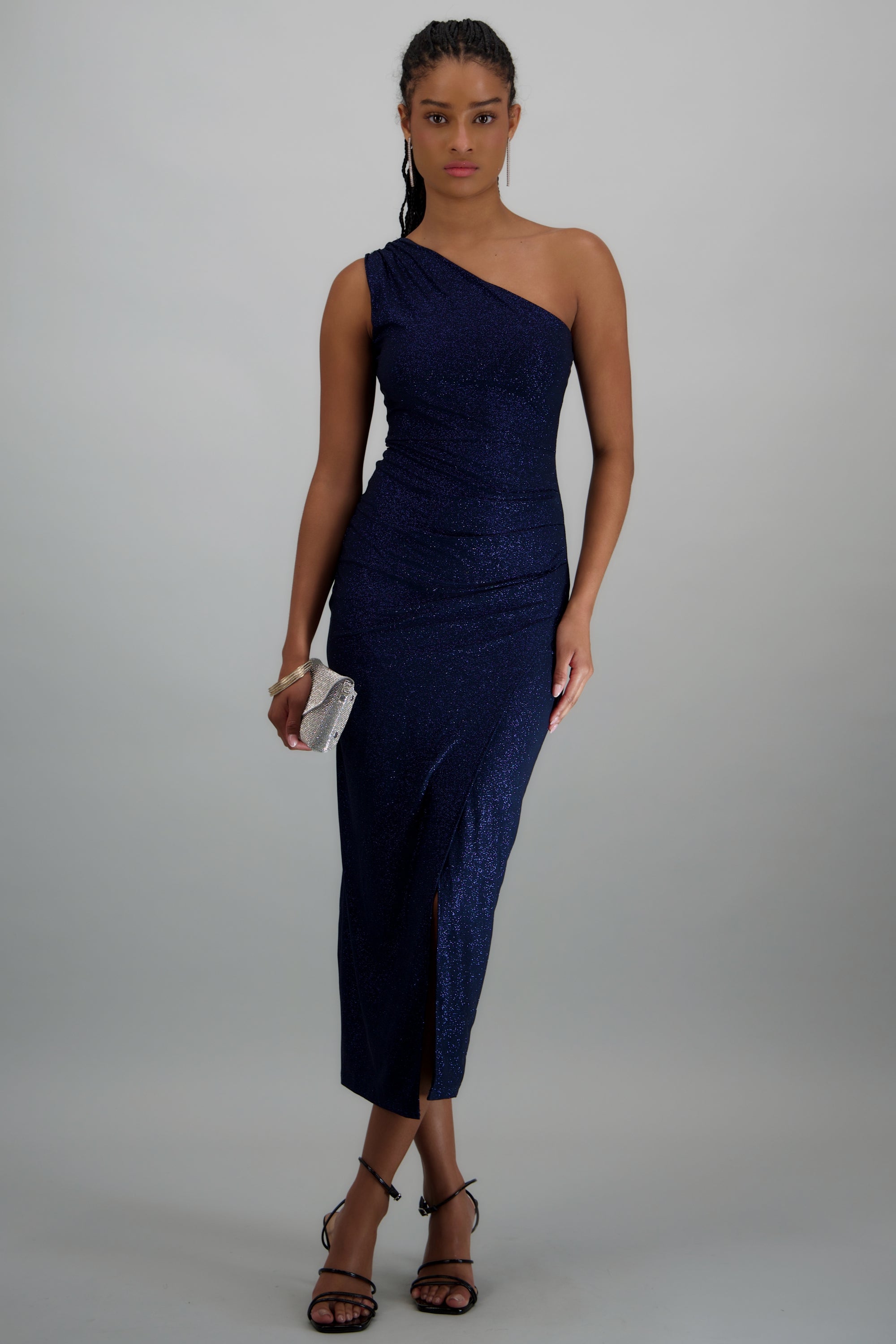 Vestido brillos one shoulder MARINO