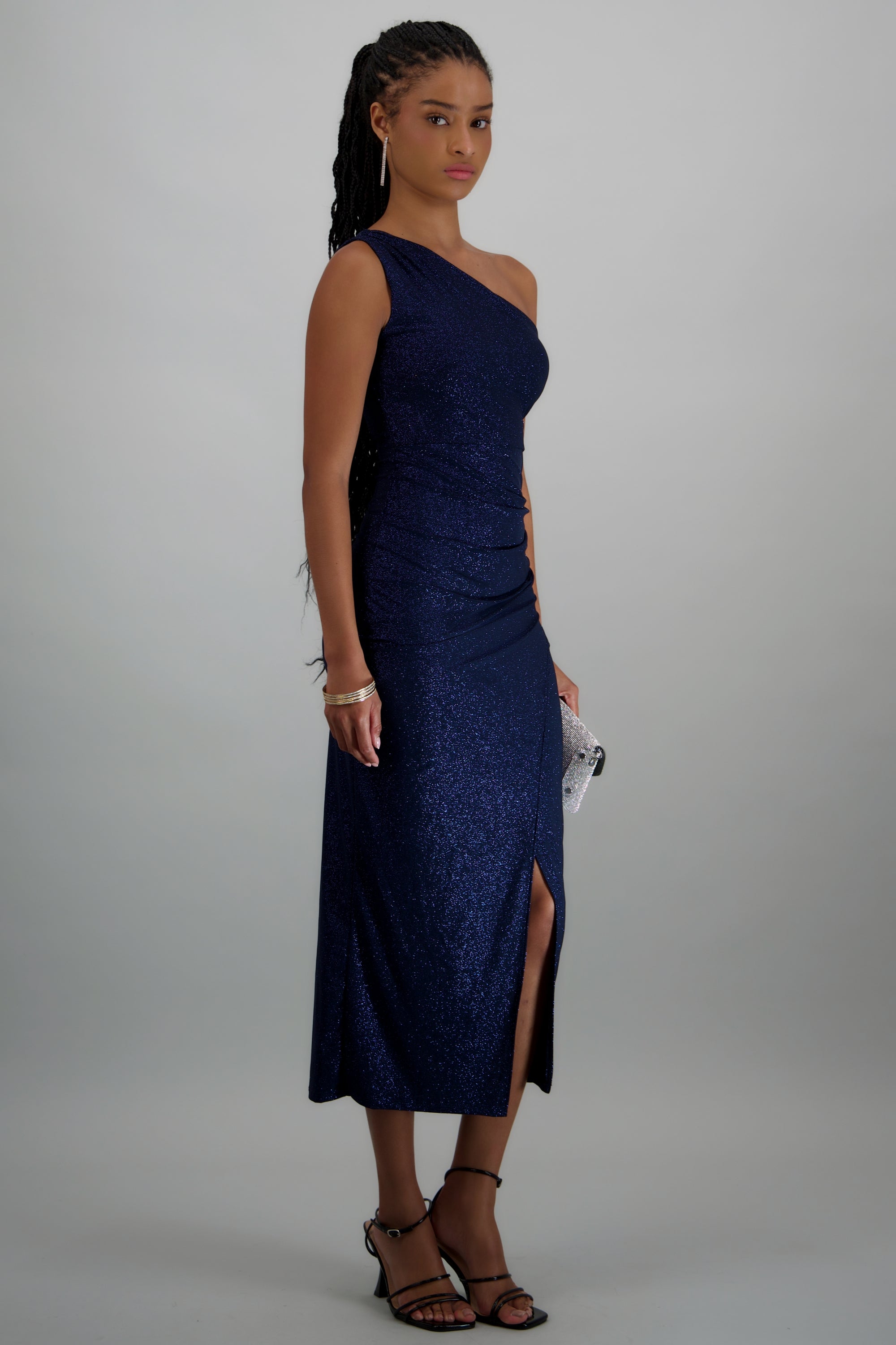 Vestido brillos one shoulder MARINO