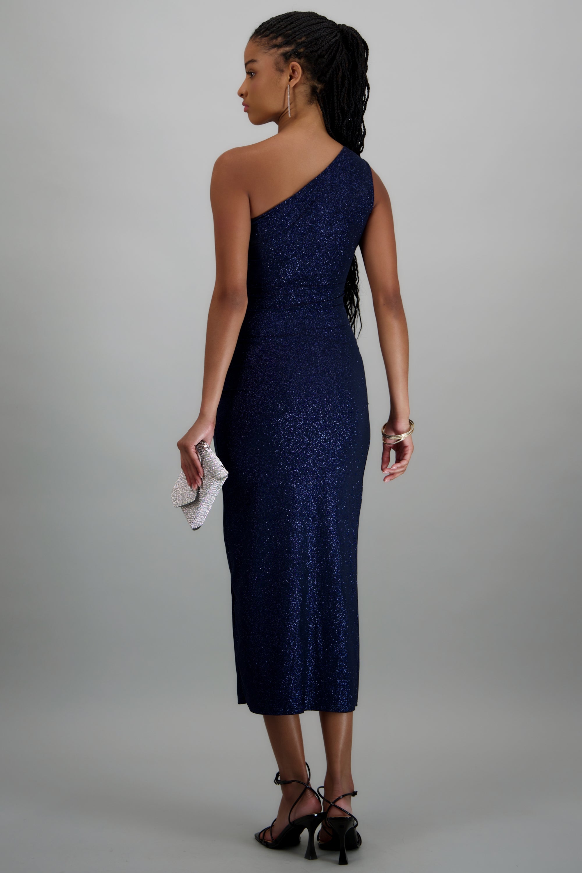 Vestido brillos one shoulder MARINO