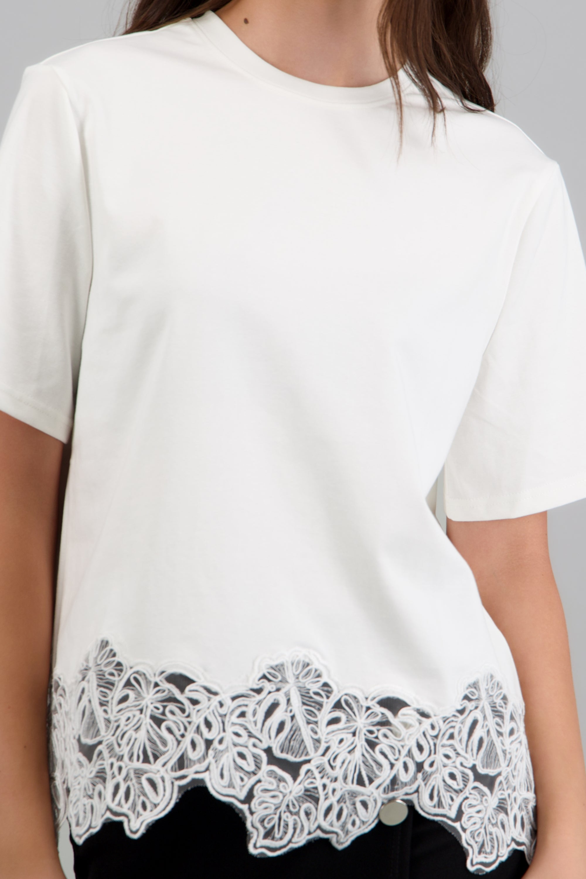 Playera con encaje BLANCO