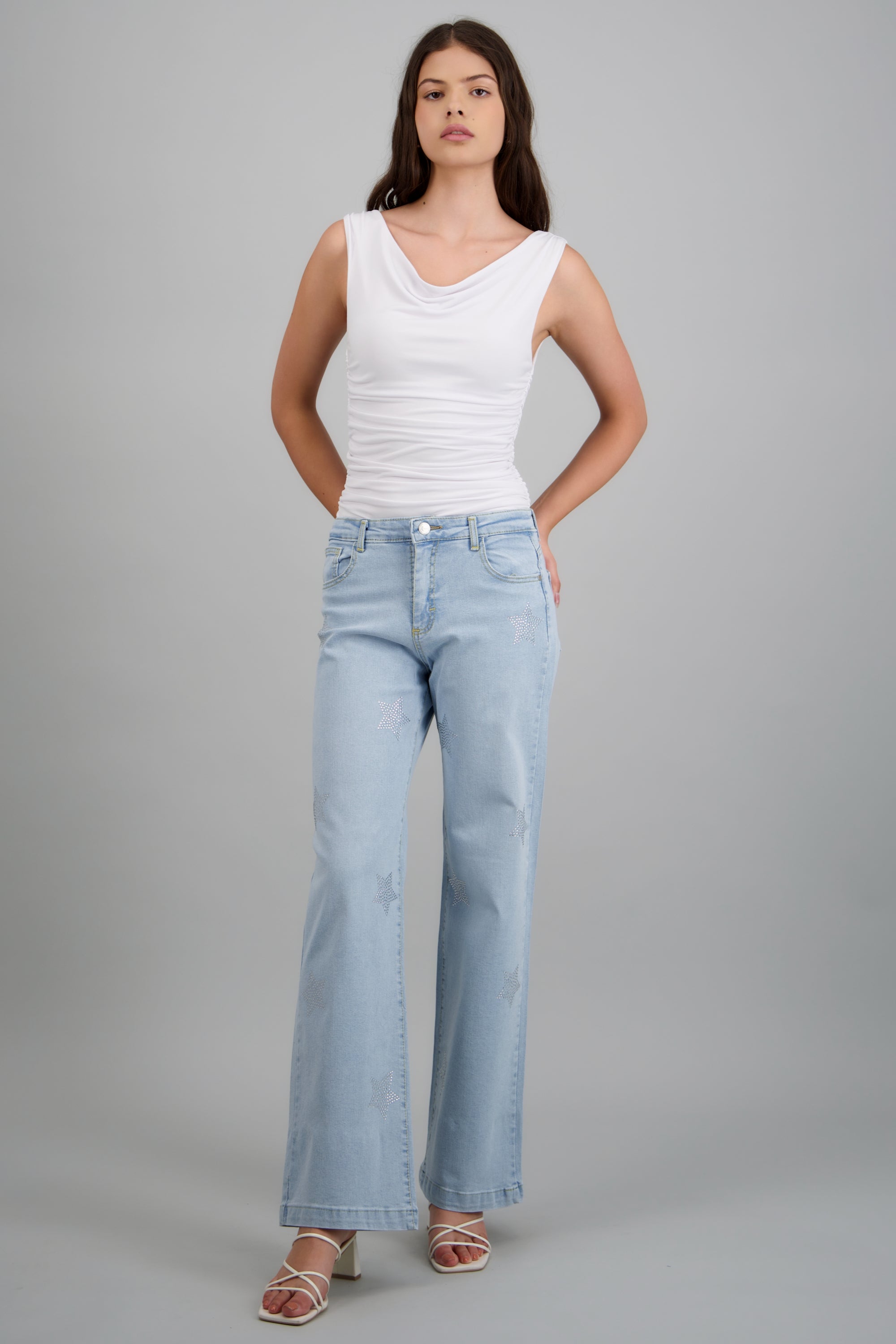 Jeans straight estrellas mini LIGHT WASH