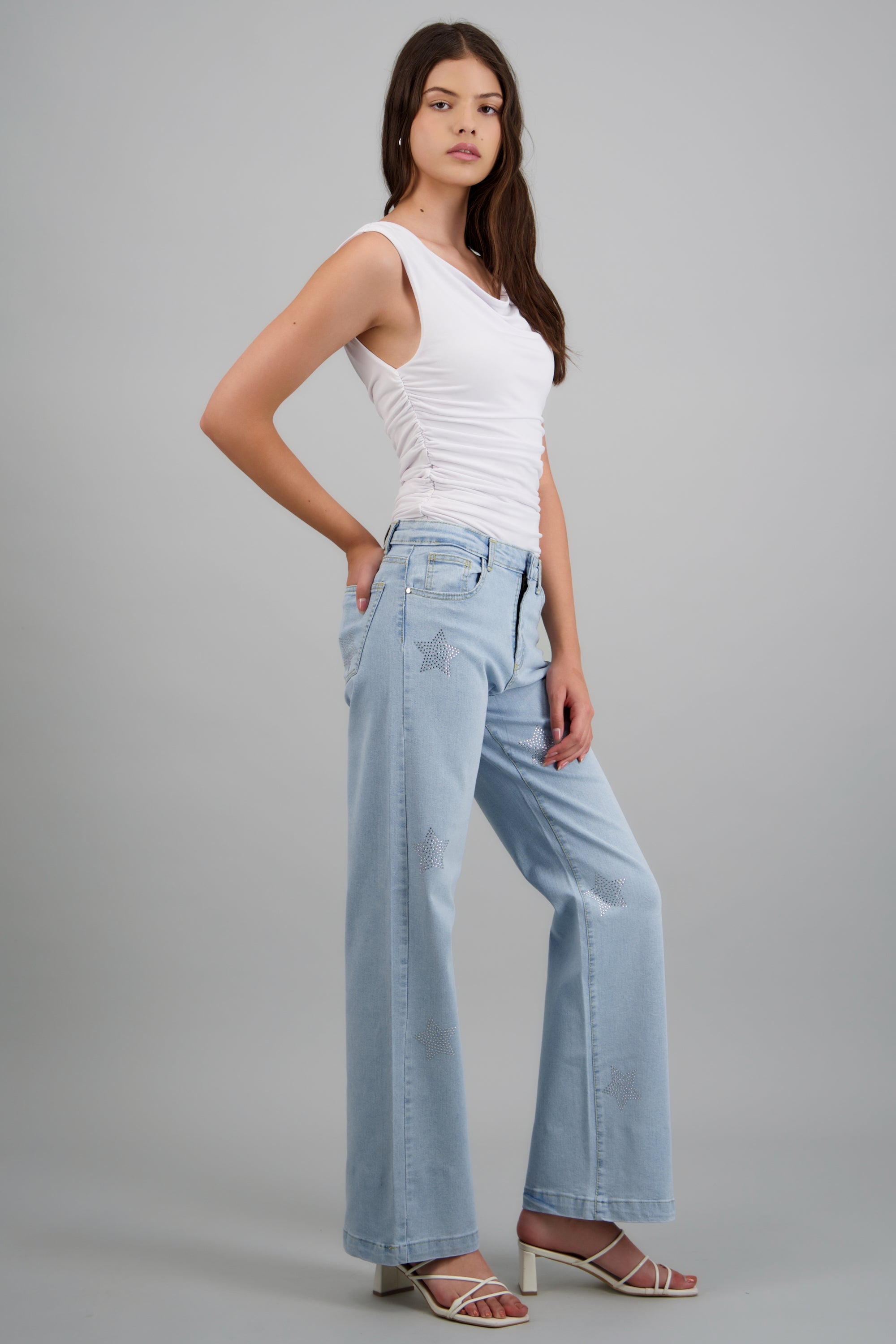 Jeans straight estrellas mini LIGHT WASH