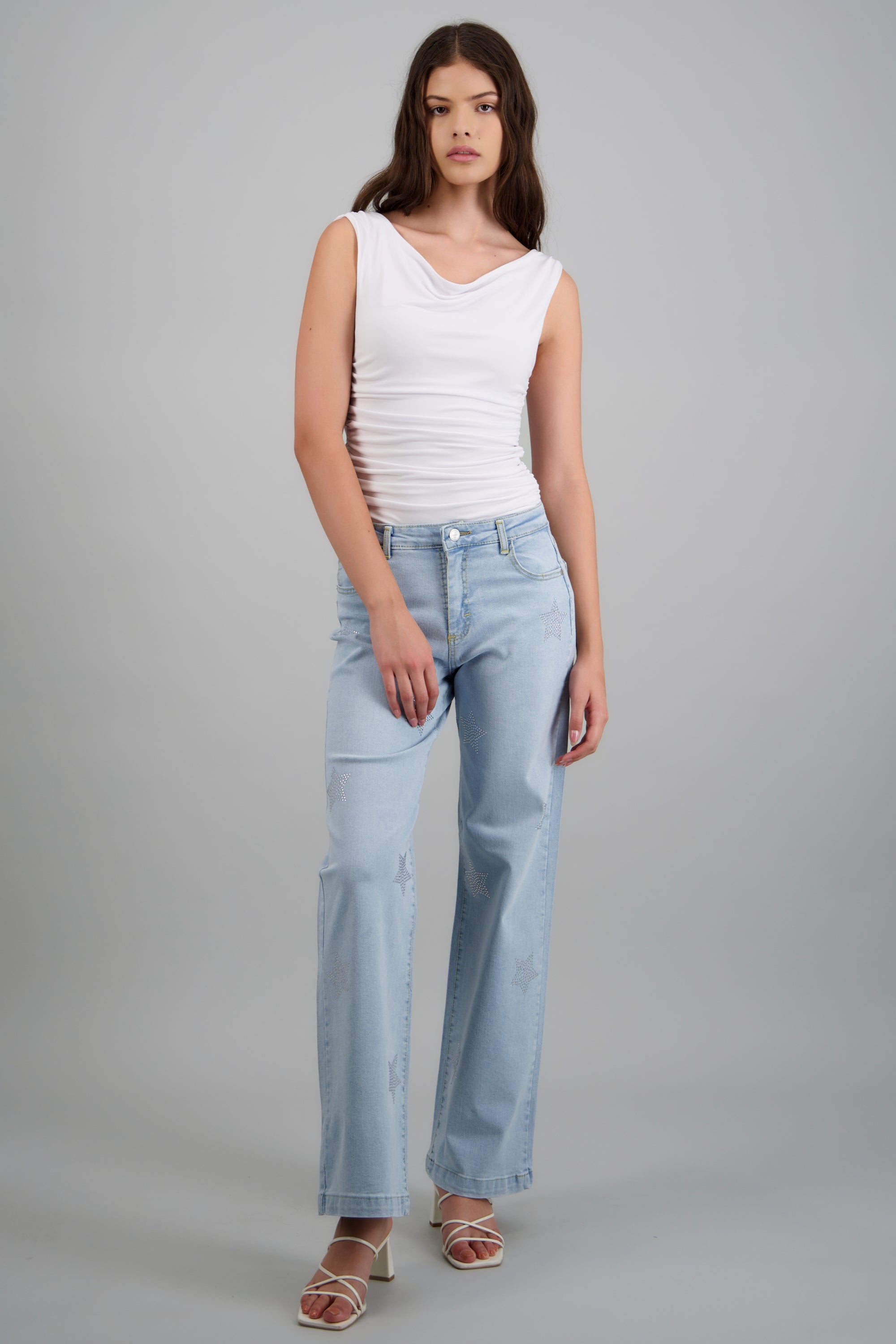 Jeans straight estrellas mini LIGHT WASH