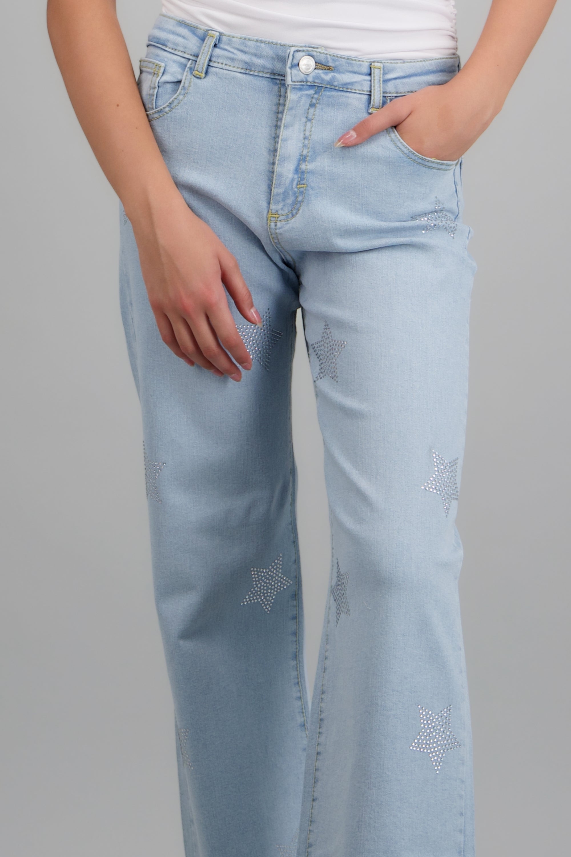 Jeans straight estrellas mini LIGHT WASH