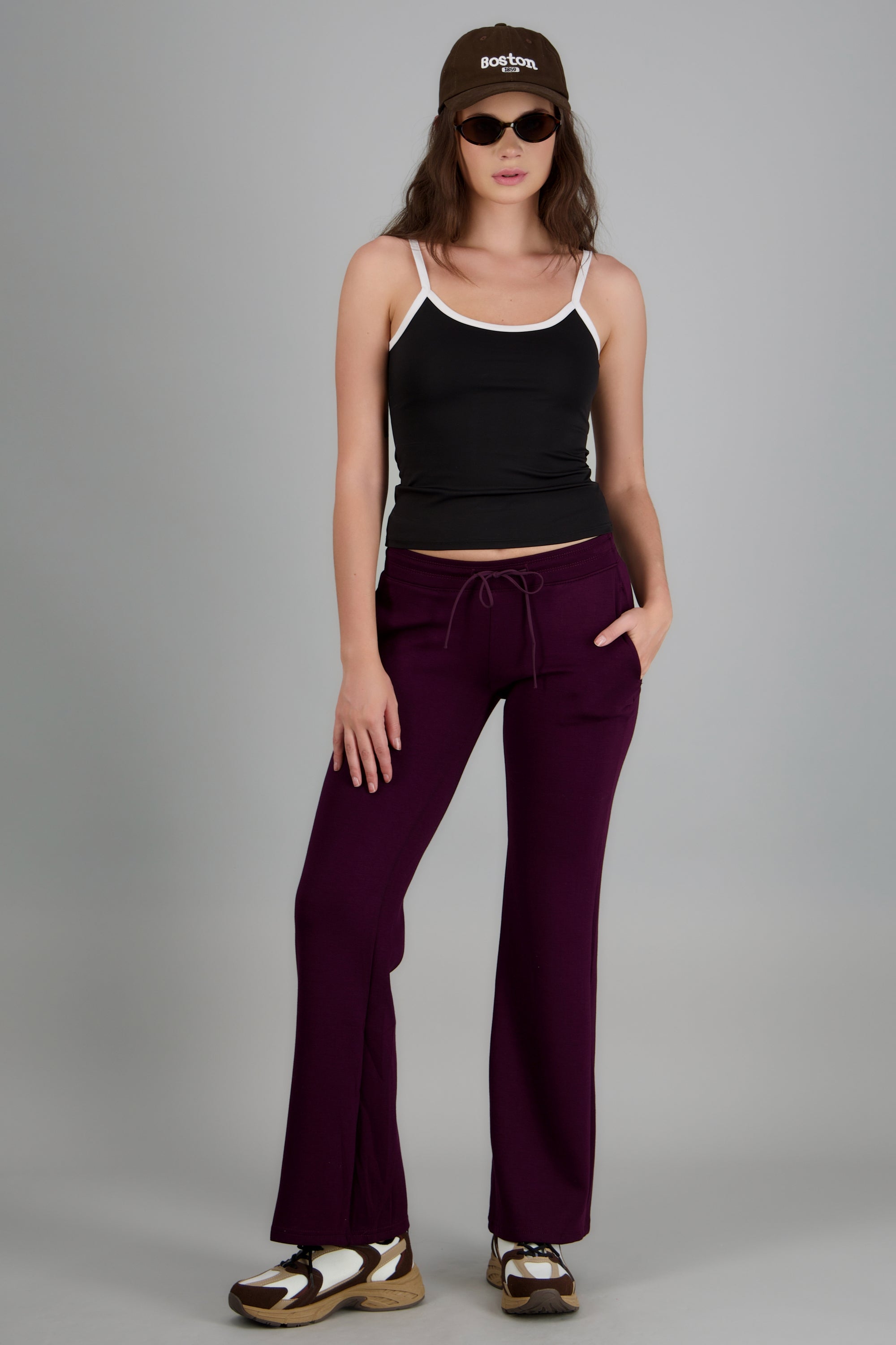 Pants modal con jareta lisos CIRUELA