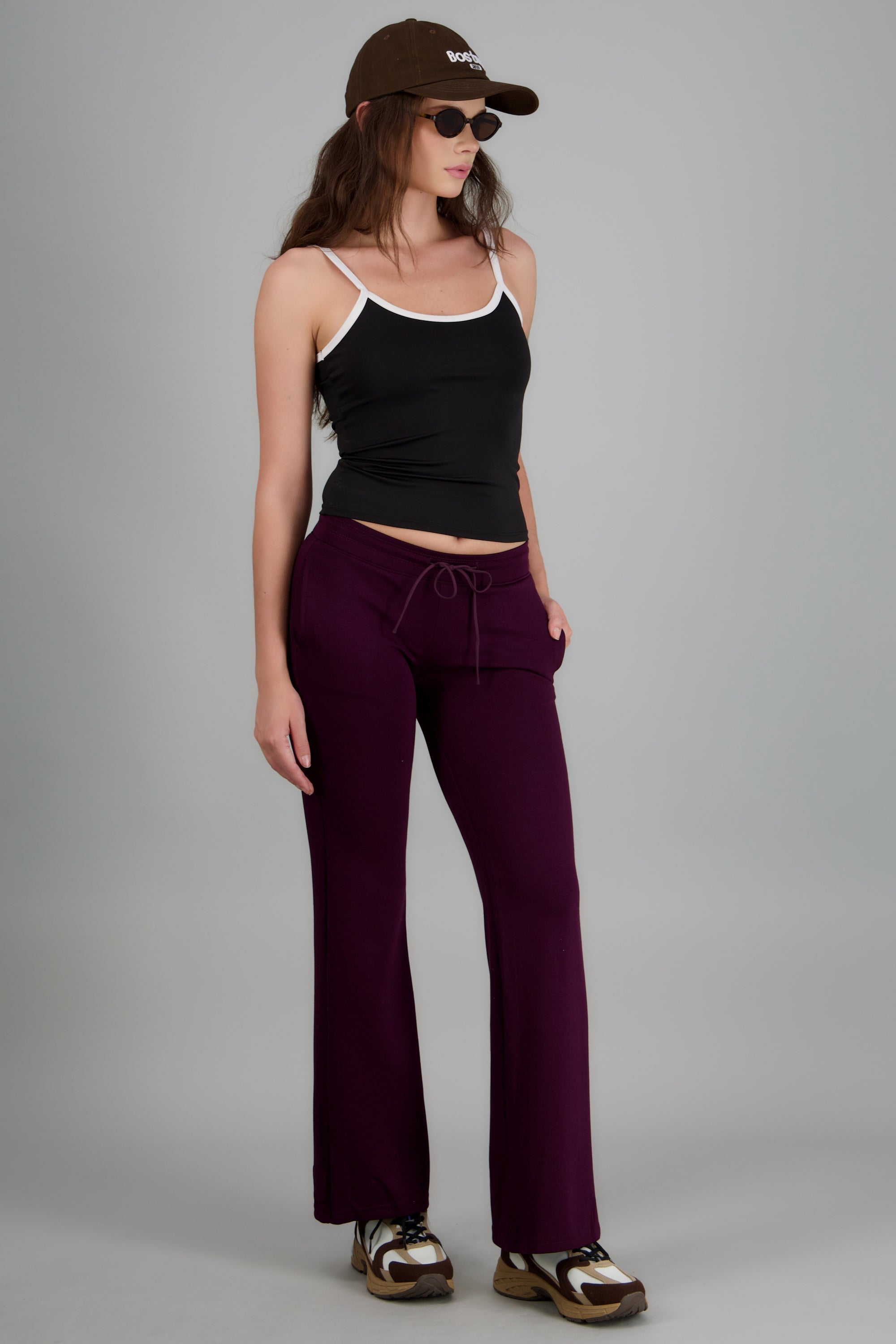 Pants modal con jareta lisos CIRUELA