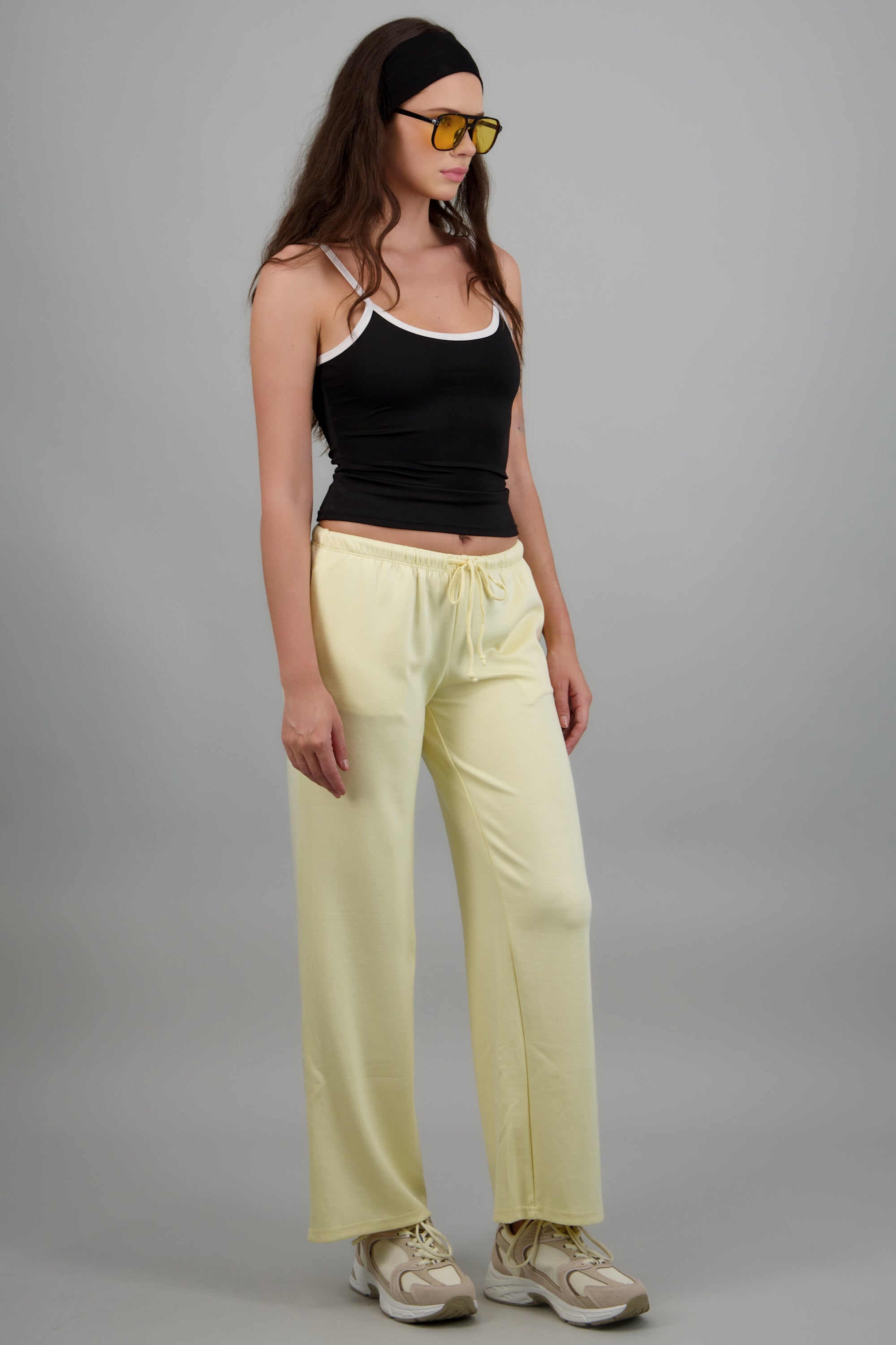 Pants modal wide leg lisos AMARILLO PASTEL
