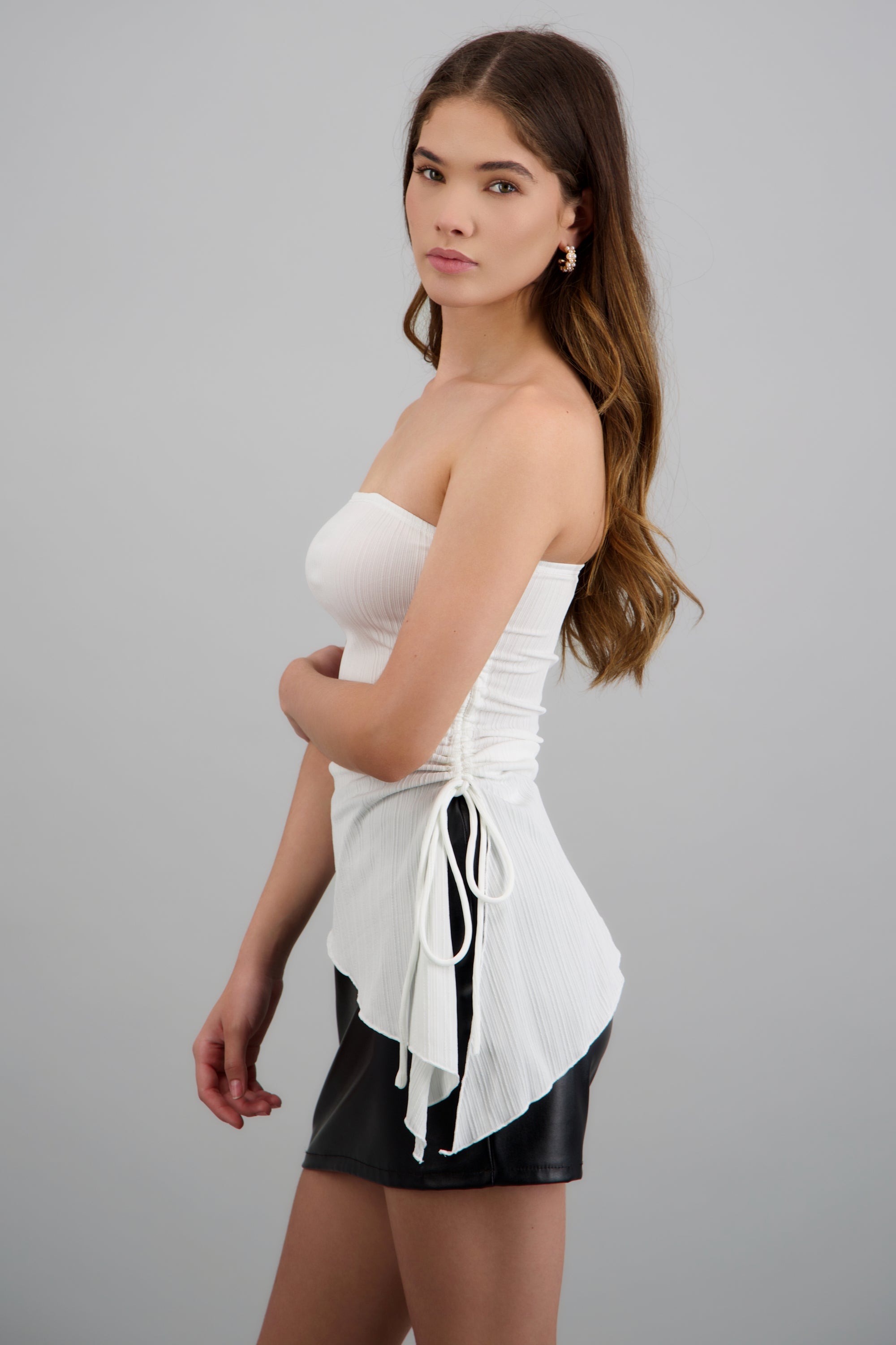 Top asimetrico textura BLANCO