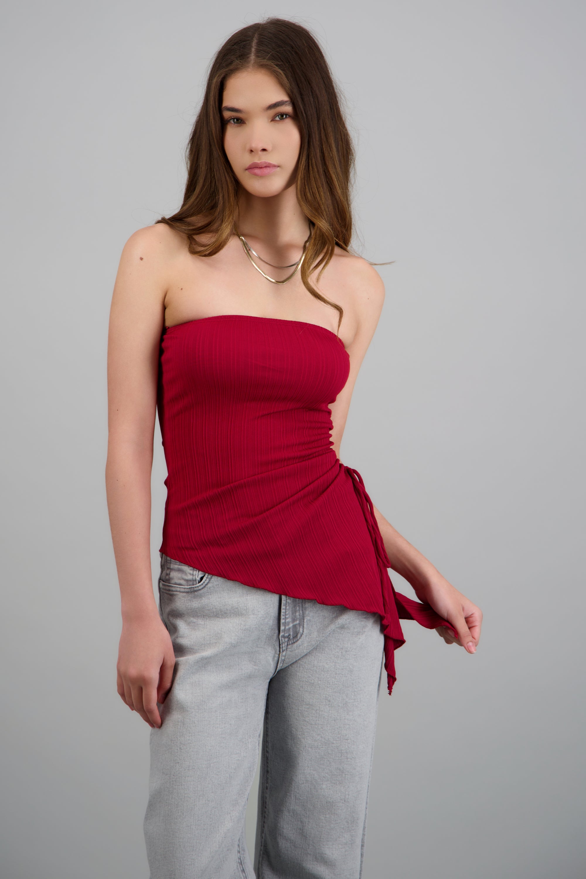Top asimetrico textura VINO