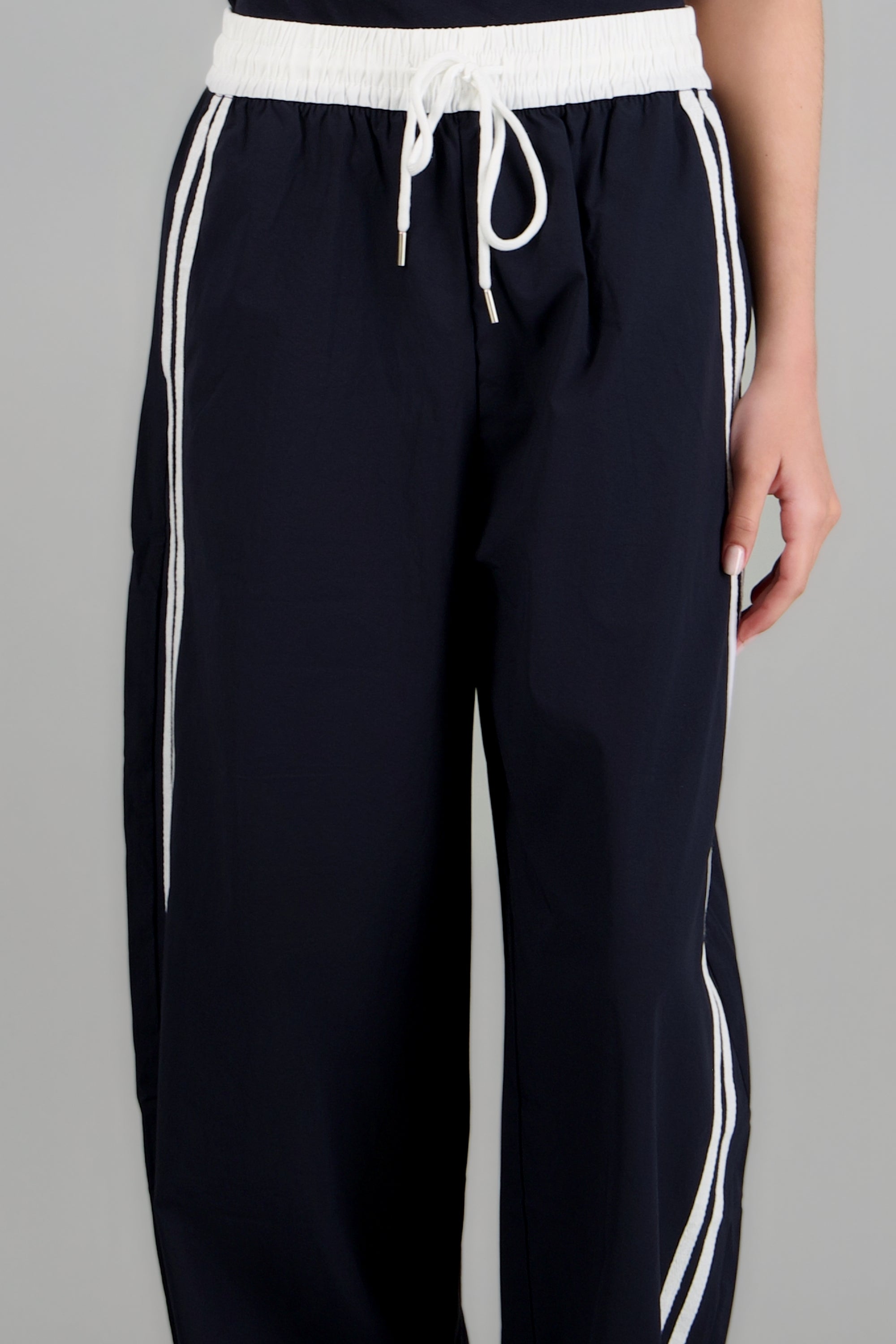 Pantalones pretina contraste con rayas al costado MARINO COMBO