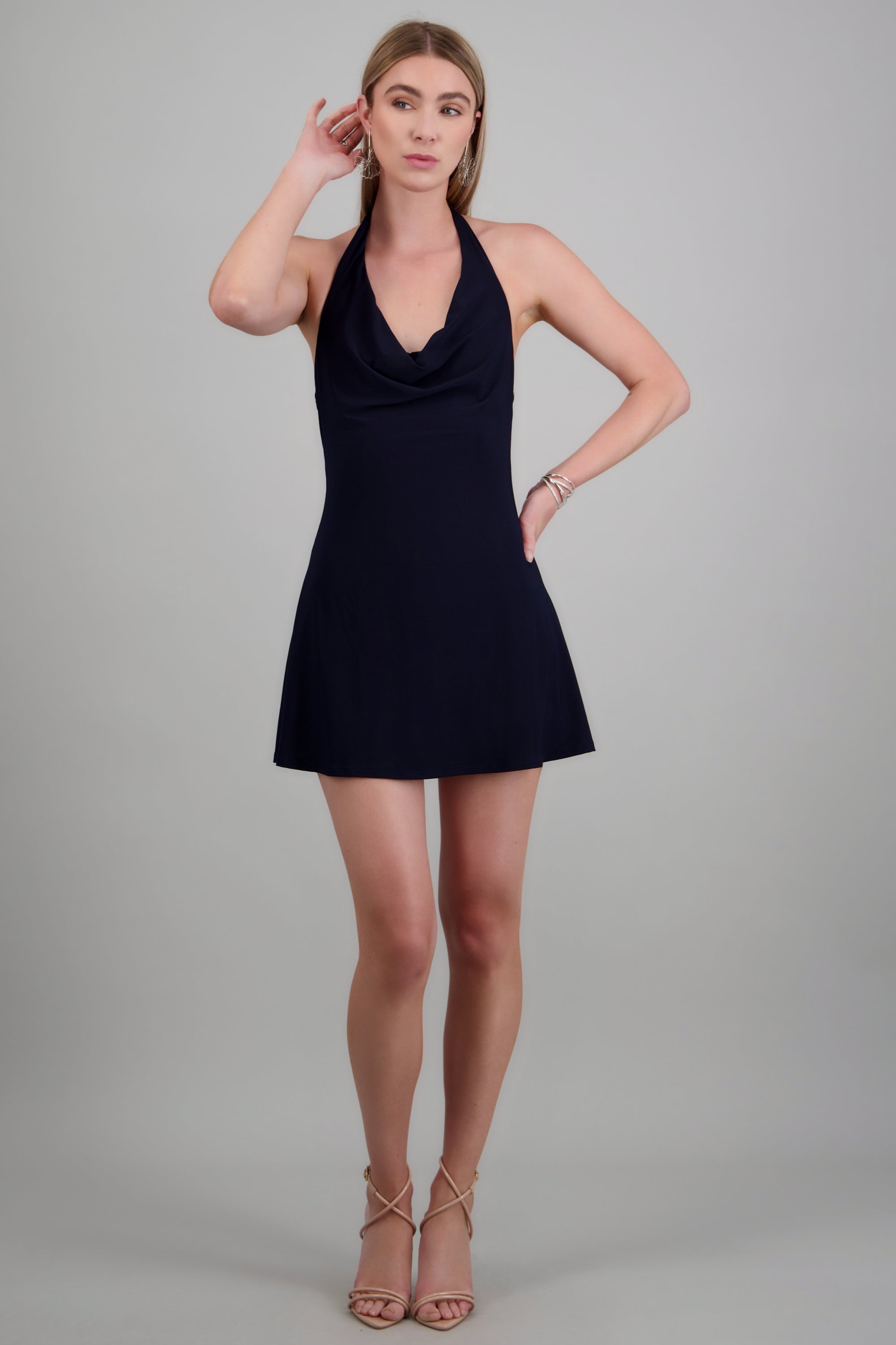 Vestido mini escote halter sin mangas MARINO