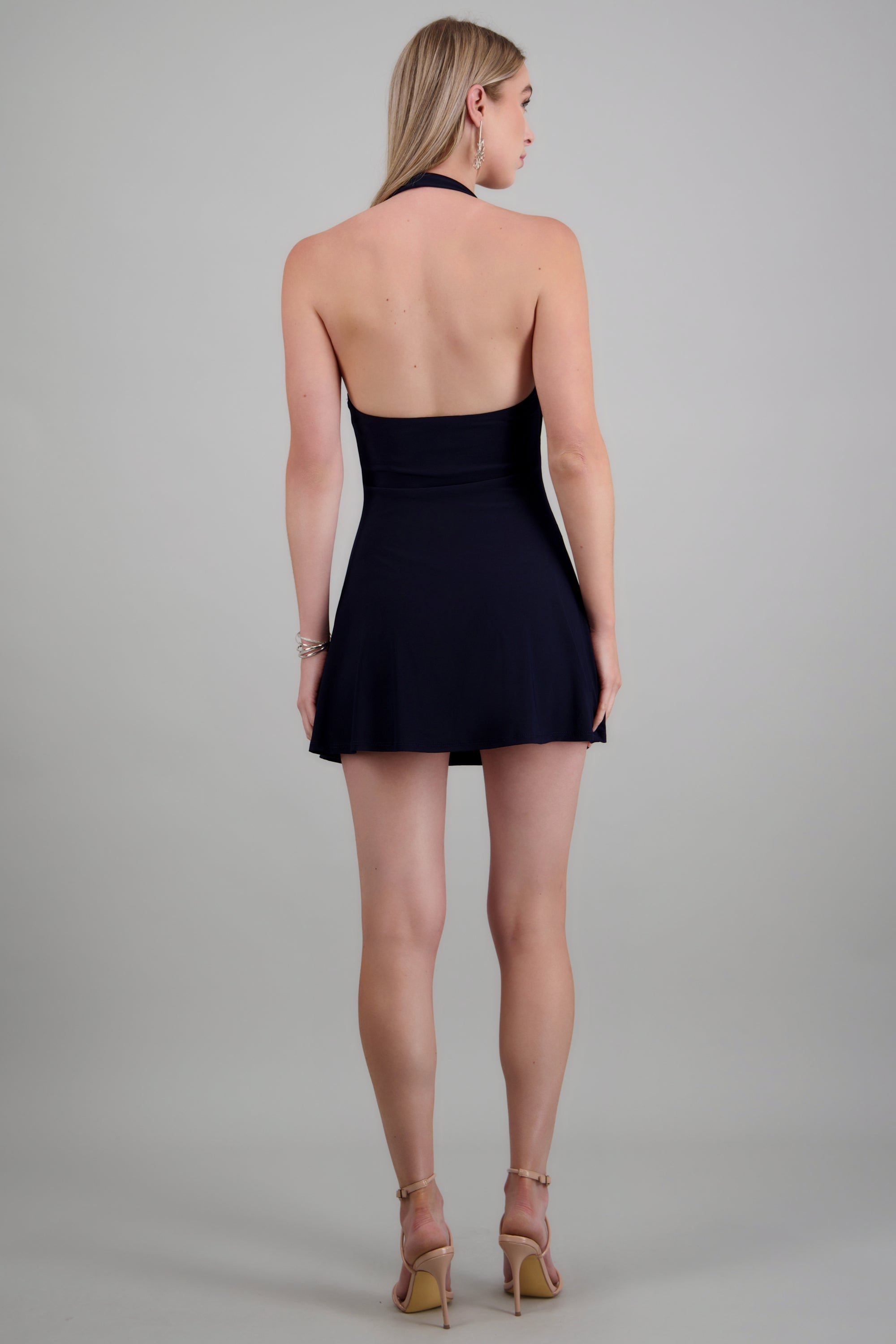 Vestido mini escote halter sin mangas MARINO