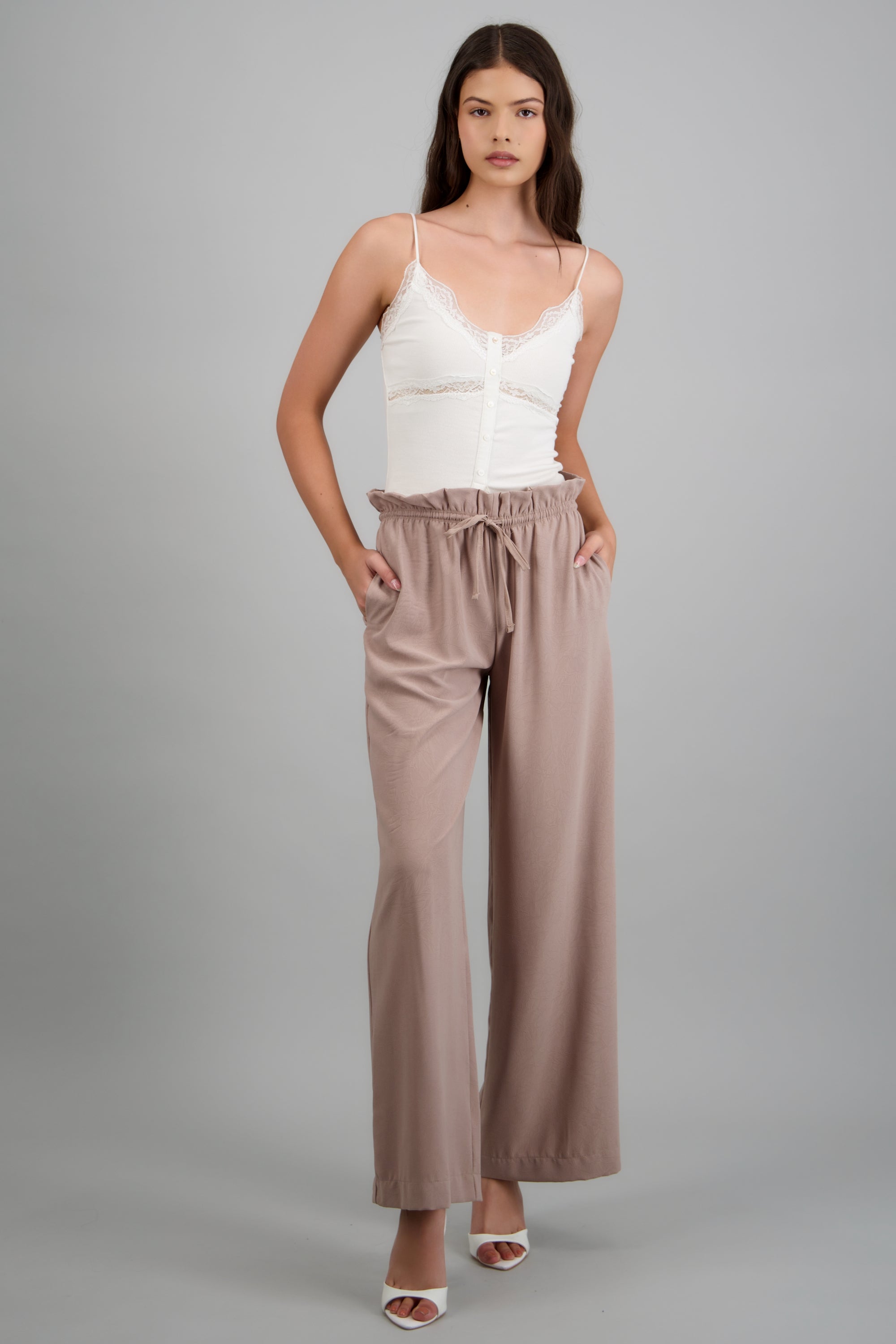 Pantalon amplio pretina elastico KHAKI