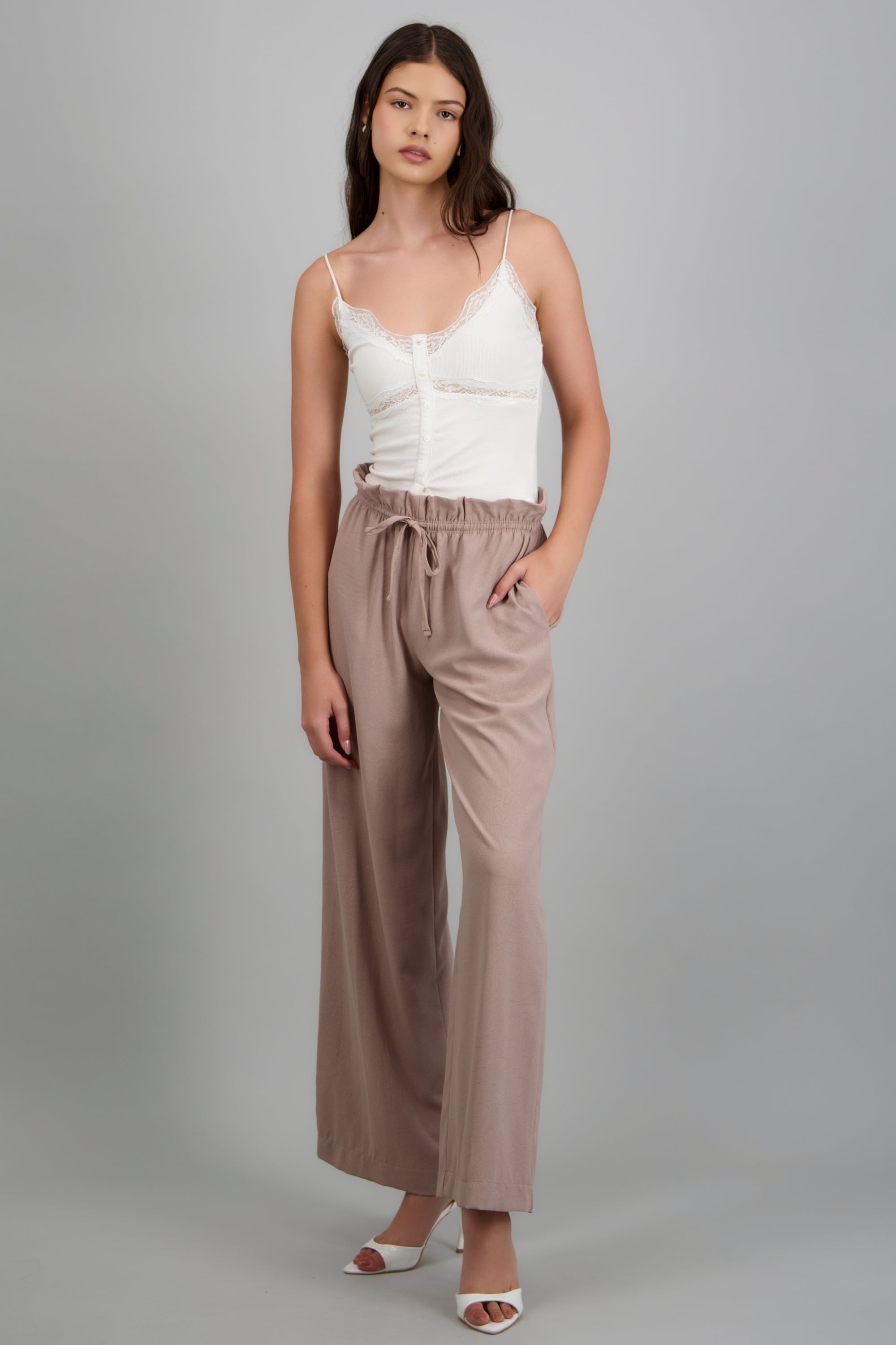 Pantalon amplio pretina elastico KHAKI