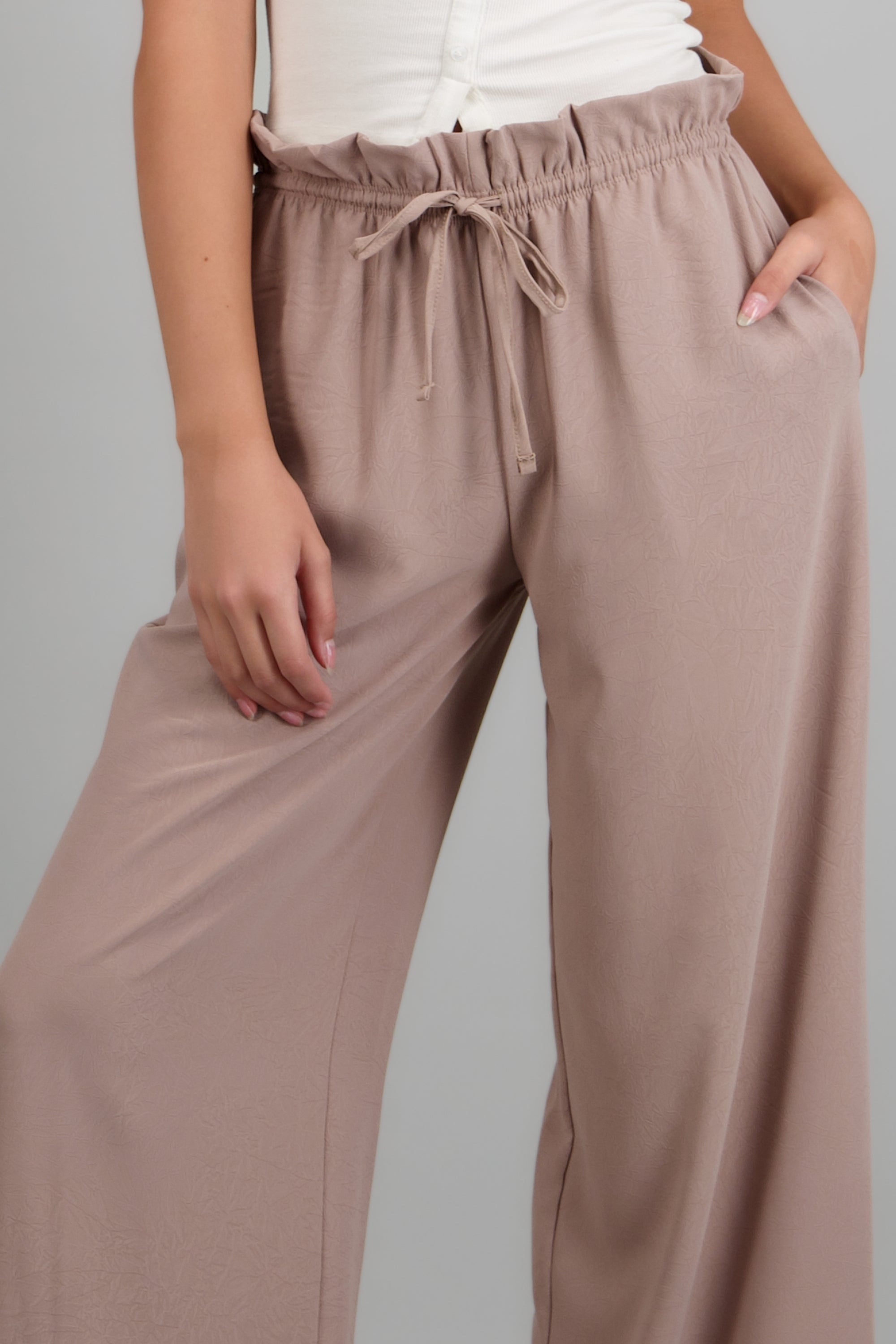 Pantalon amplio pretina elastico KHAKI